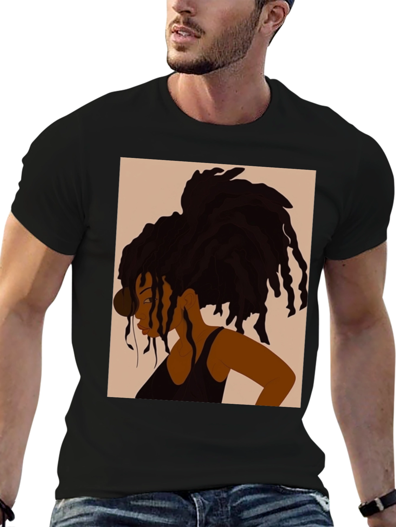 Black Woman Dreadlocks T-Shirt - Stylish Graphic Tee