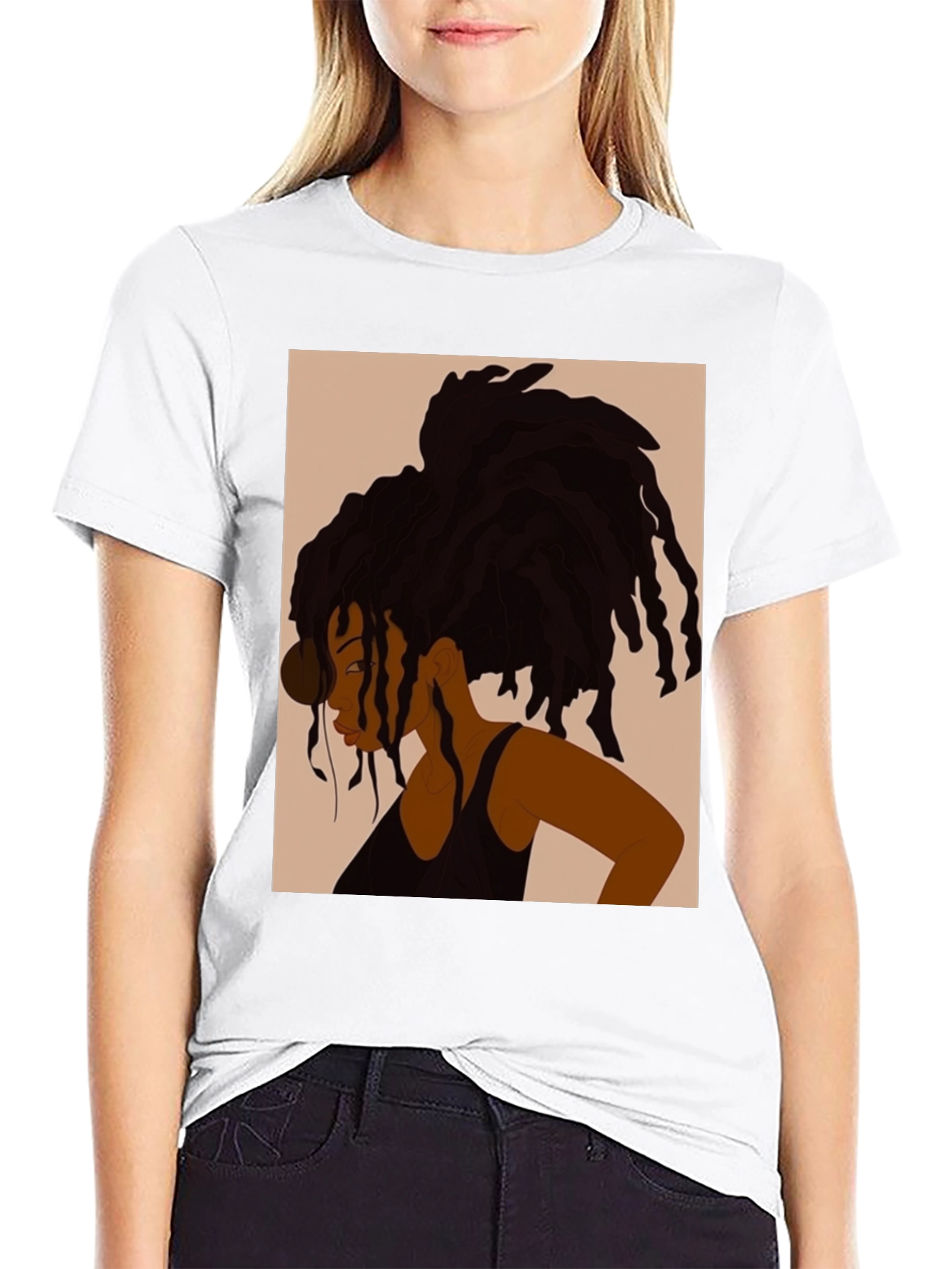 Black Woman Dreadlocks T-Shirt - Stylish Graphic Tee