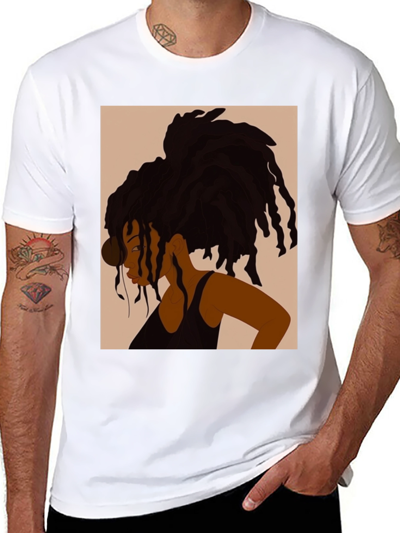 Black Woman Dreadlocks T-Shirt - Stylish Graphic Tee