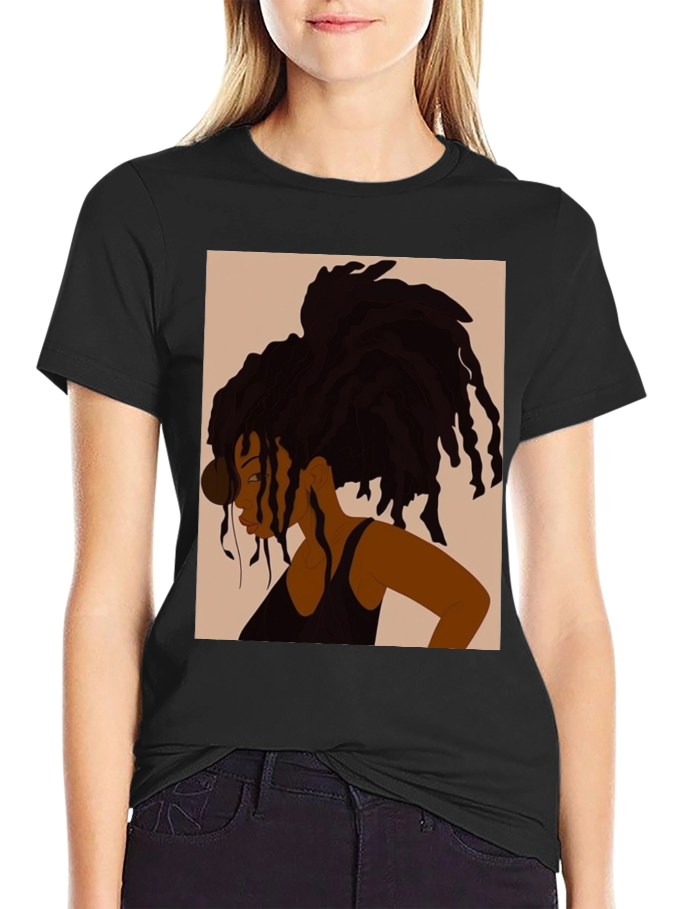 Black Woman Dreadlocks T-Shirt - Stylish Graphic Tee