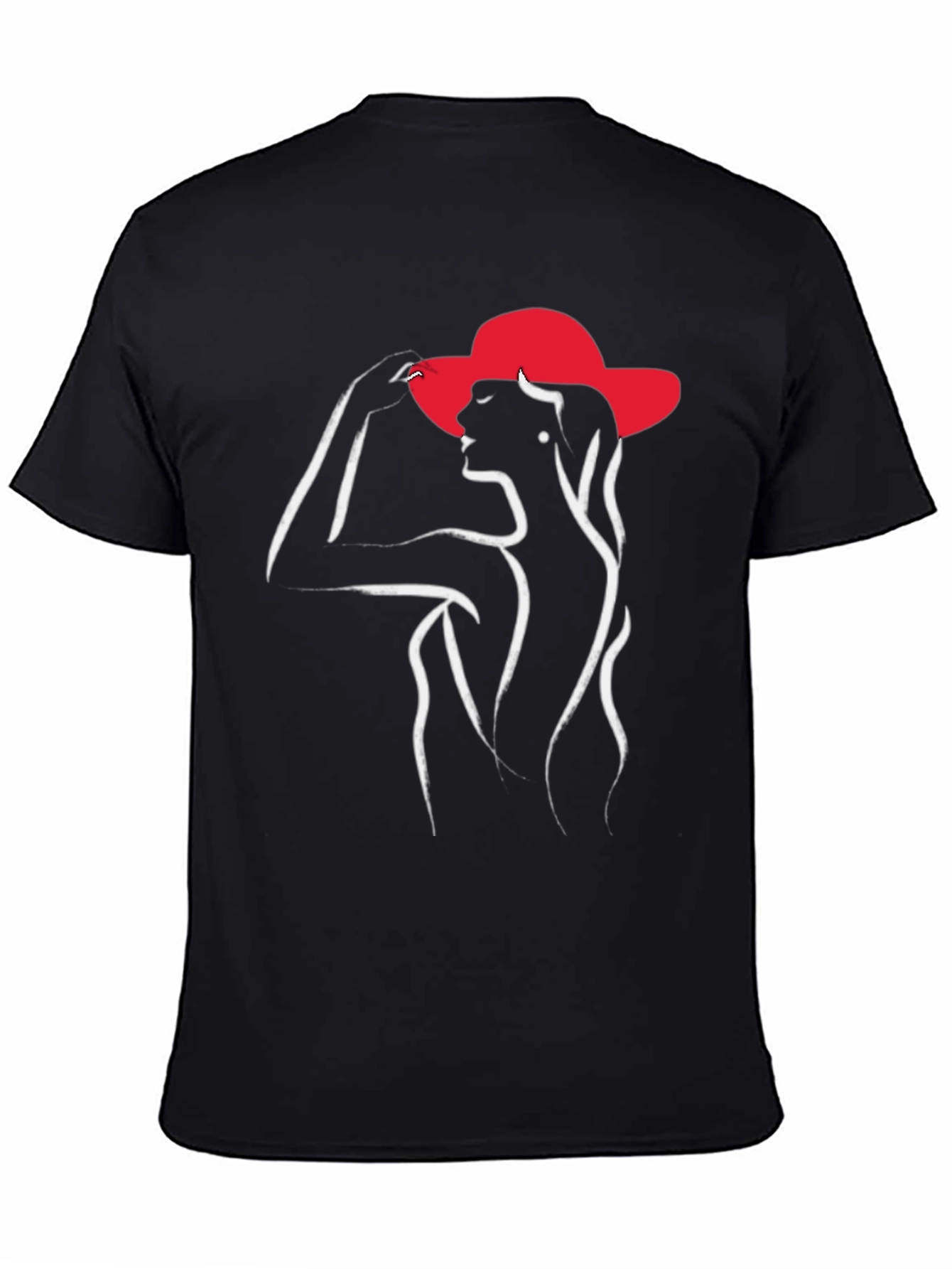 Elegant Woman in Hat Graphic T-Shirt