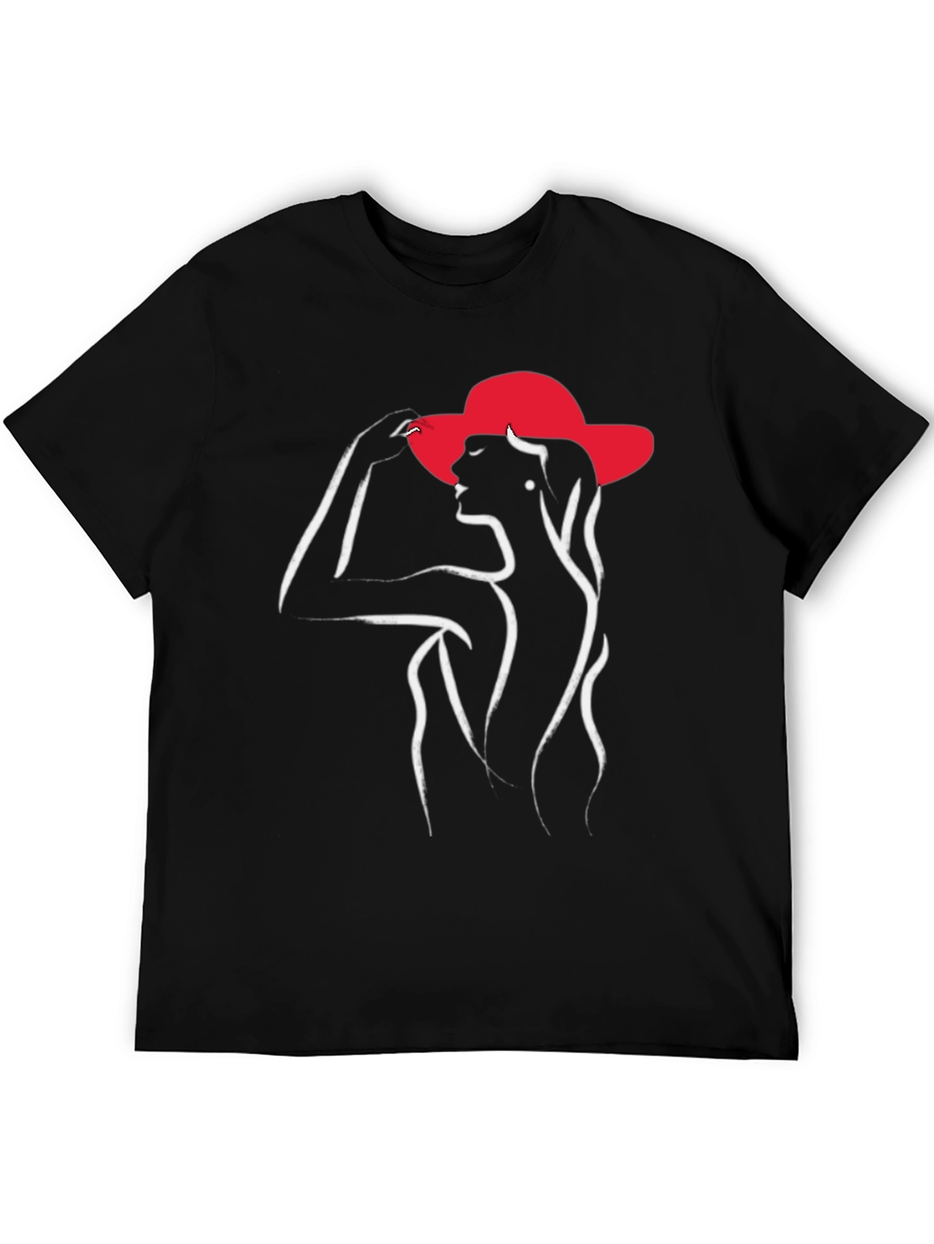 Elegant Woman in Hat Graphic T-Shirt