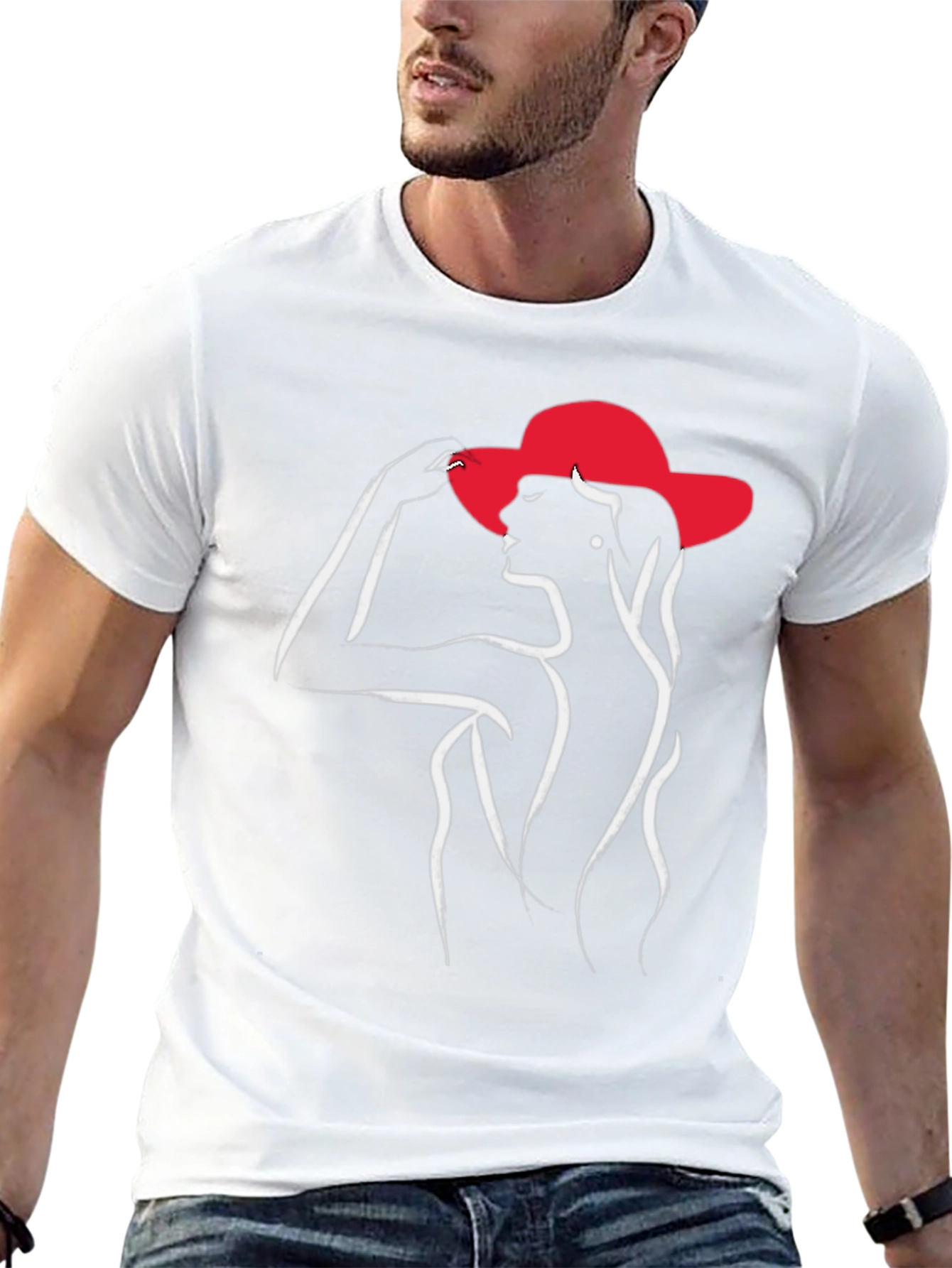 Elegant Woman in Hat Graphic T-Shirt