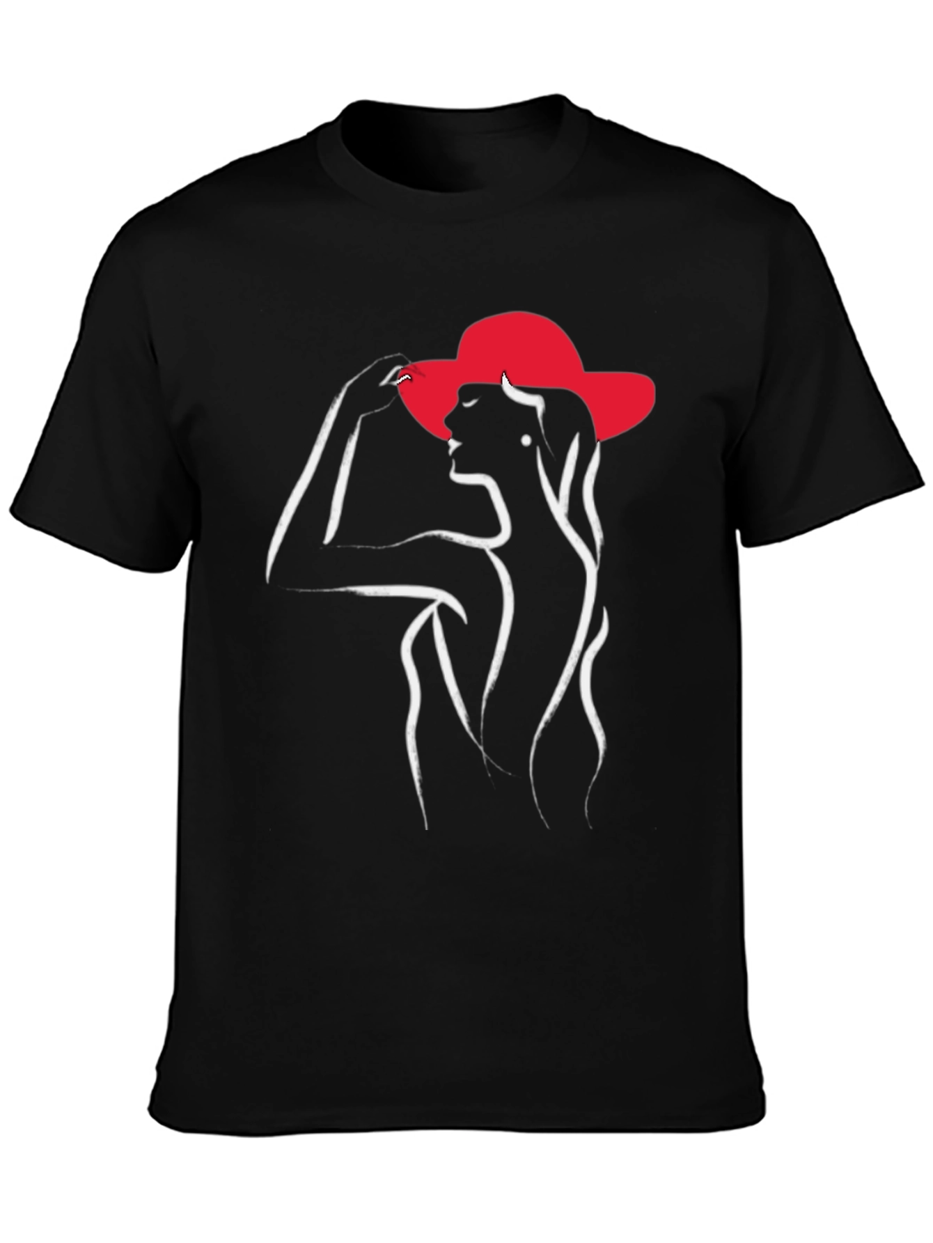 Elegant Woman in Hat Graphic T-Shirt