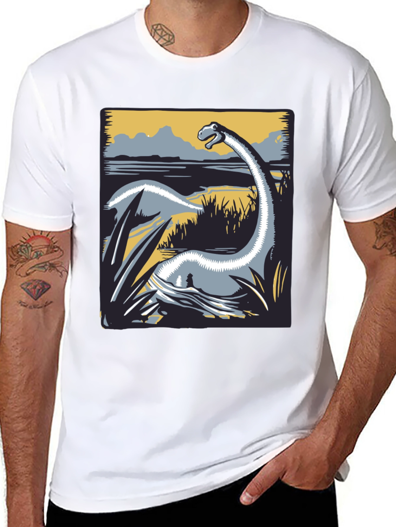 Dino Graphic Tee - Retro Brachiosaurus Design