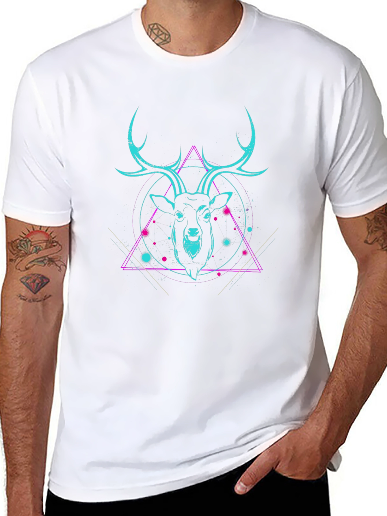 Neon Deer Graphic Tee - Cool Style