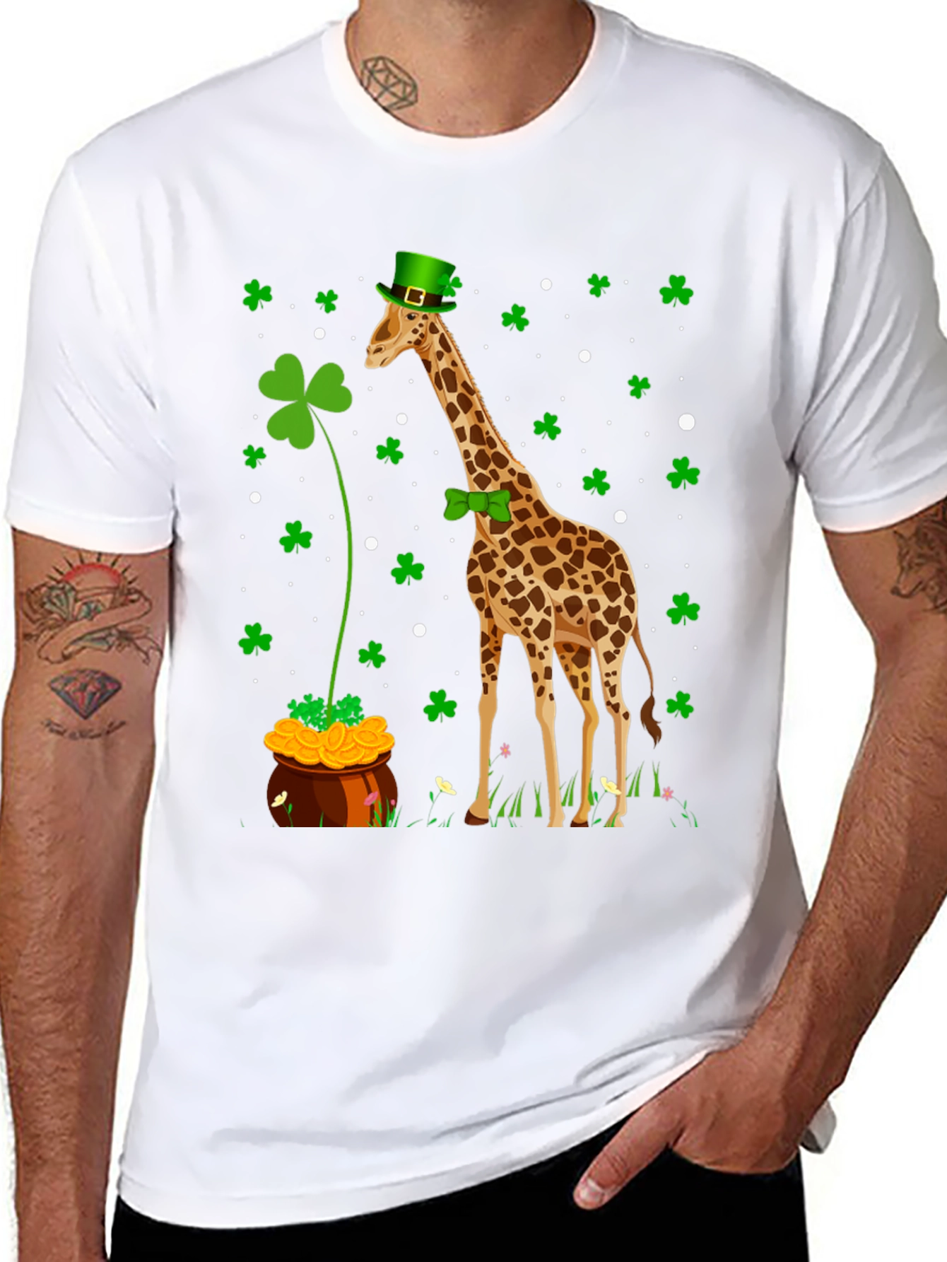 St. Patricks Day Giraffe Graphic T-Shirt