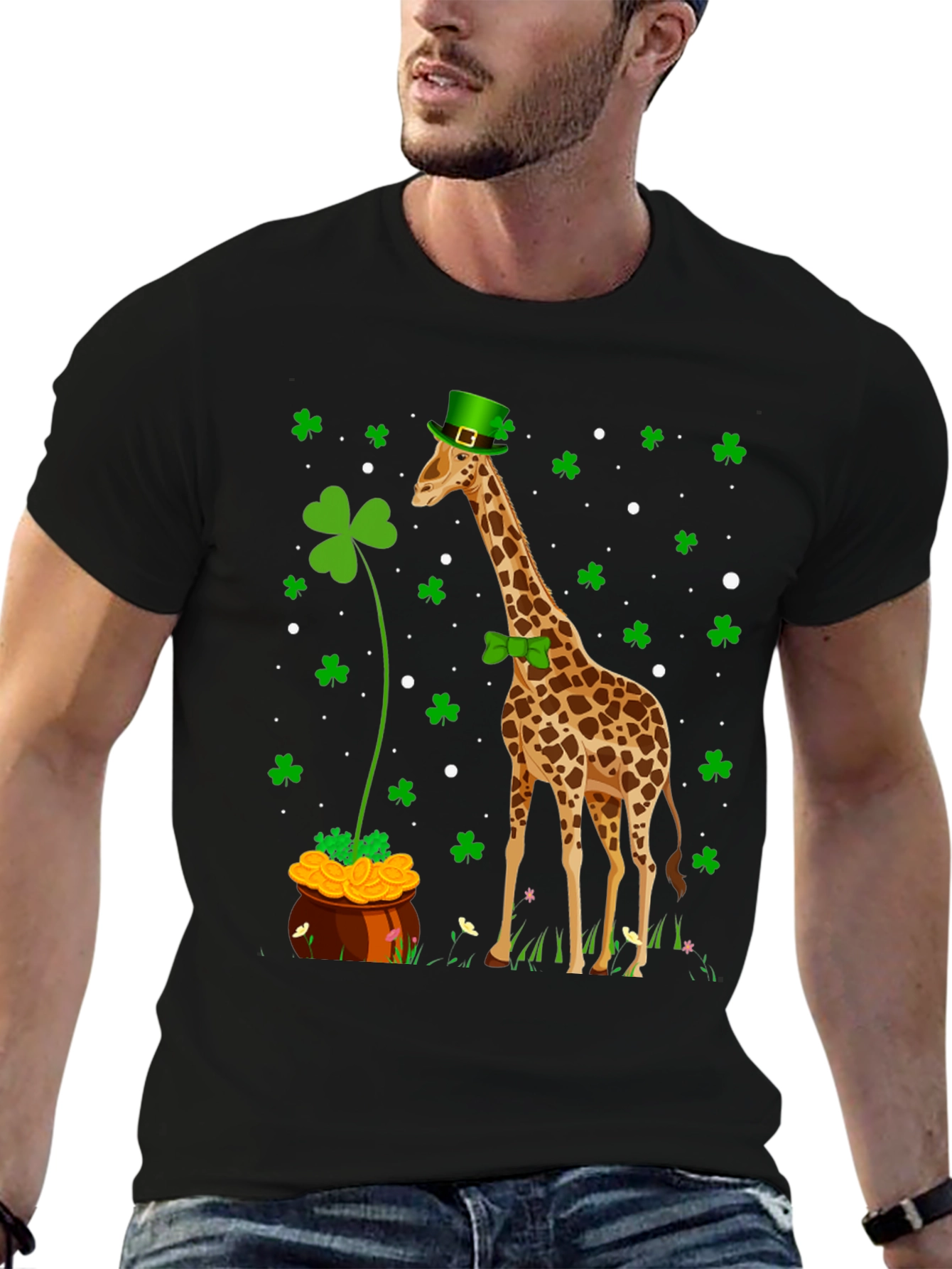 St. Patricks Day Giraffe Graphic T-Shirt