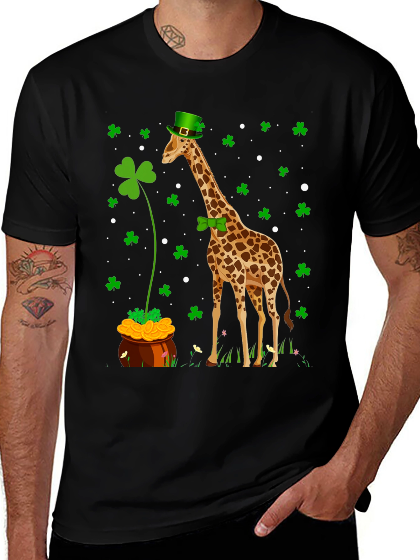 St. Patricks Day Giraffe Graphic T-Shirt