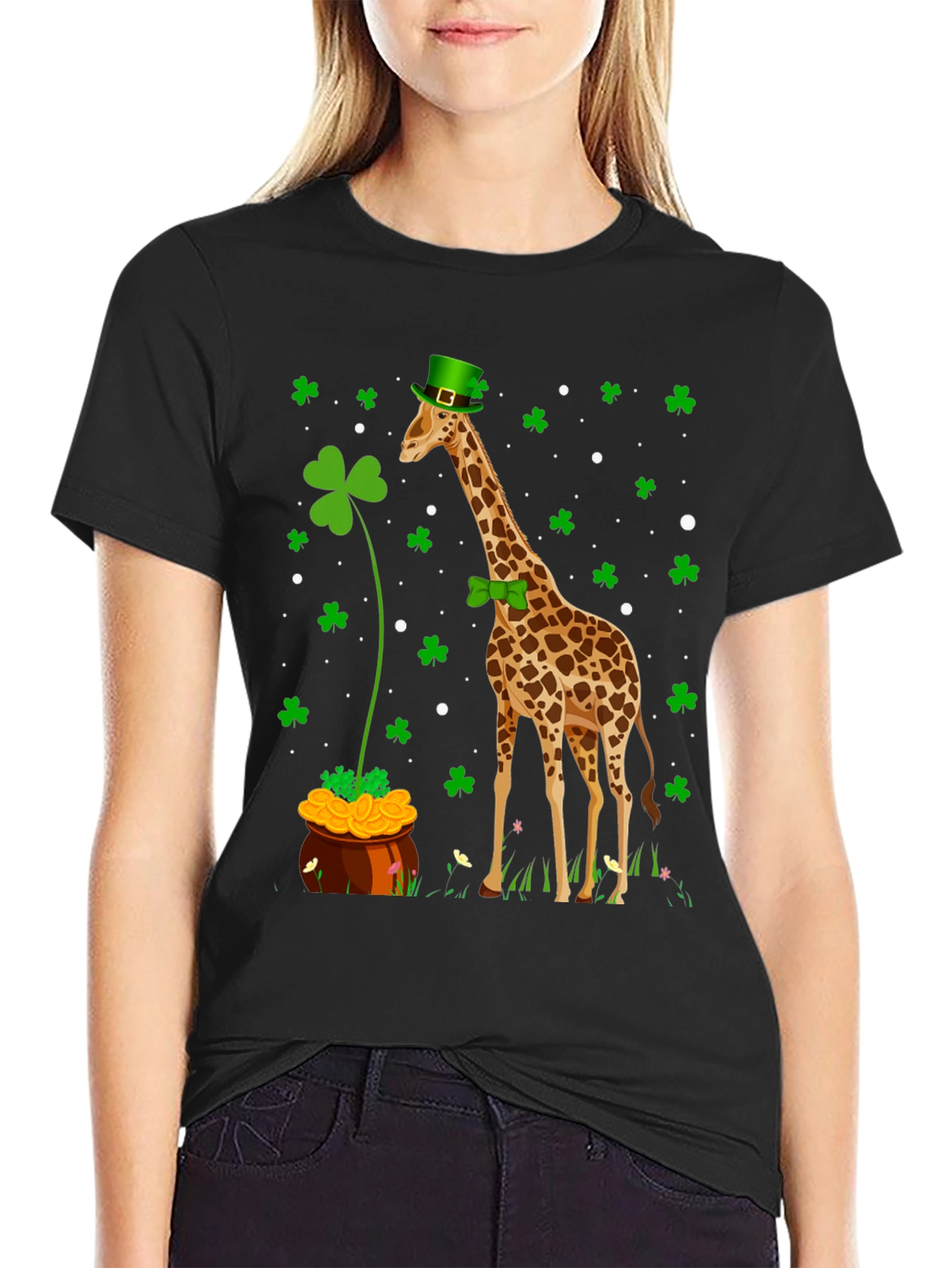St. Patricks Day Giraffe Graphic T-Shirt