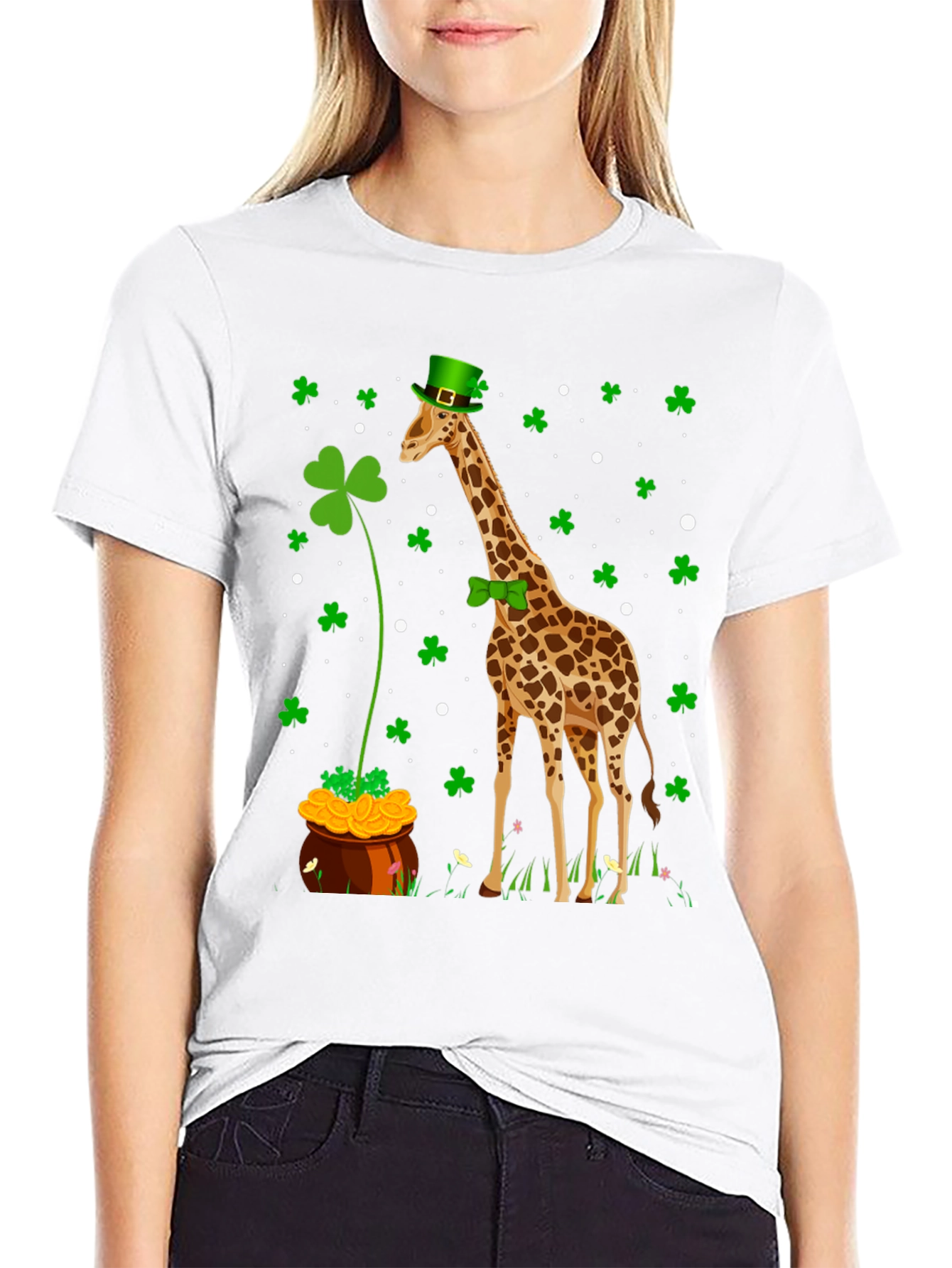 St. Patricks Day Giraffe Graphic T-Shirt