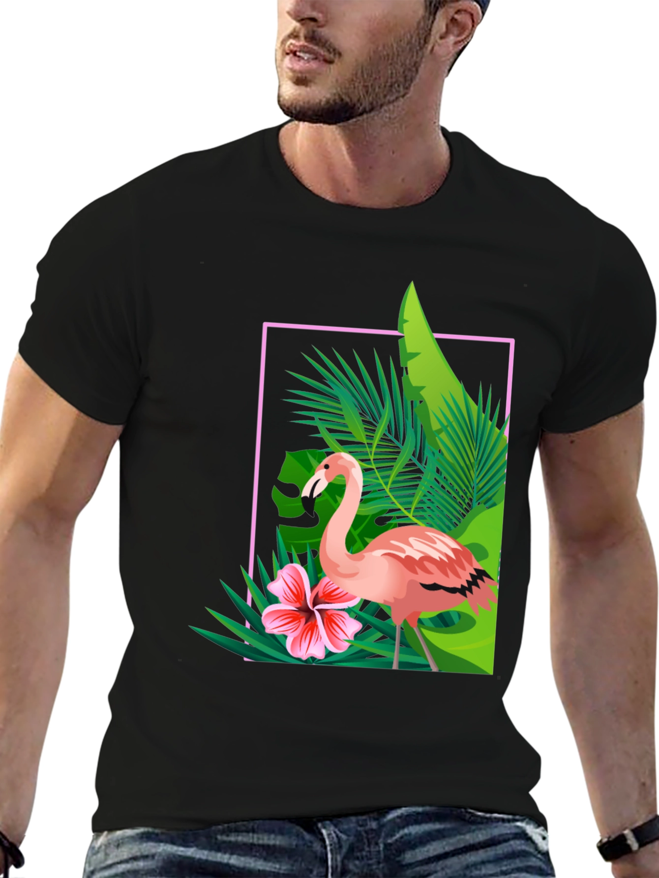 Tropical Flamingo Graphic Tee - Stylish Summer T-Shirt