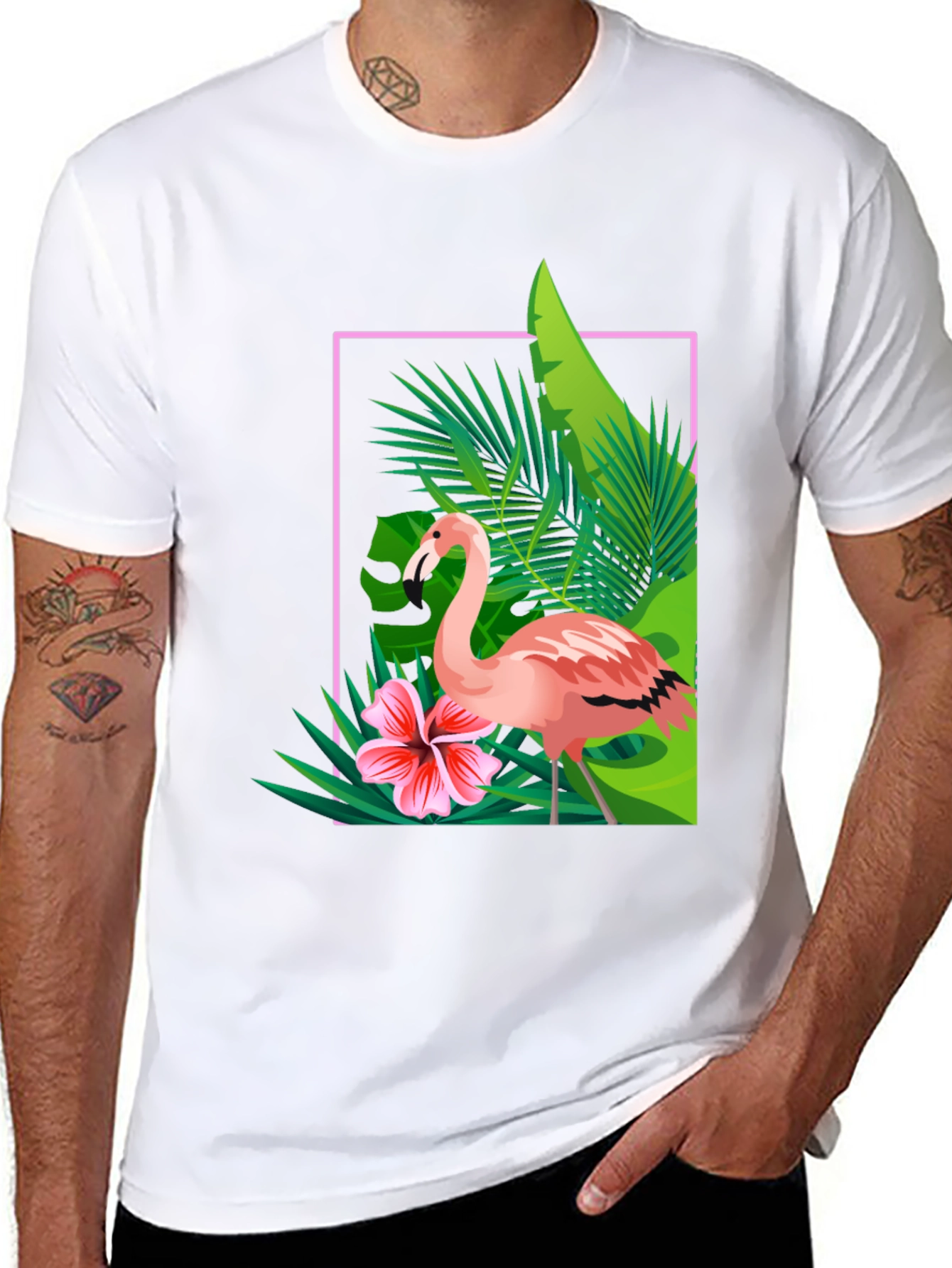 Tropical Flamingo Graphic Tee - Stylish Summer T-Shirt
