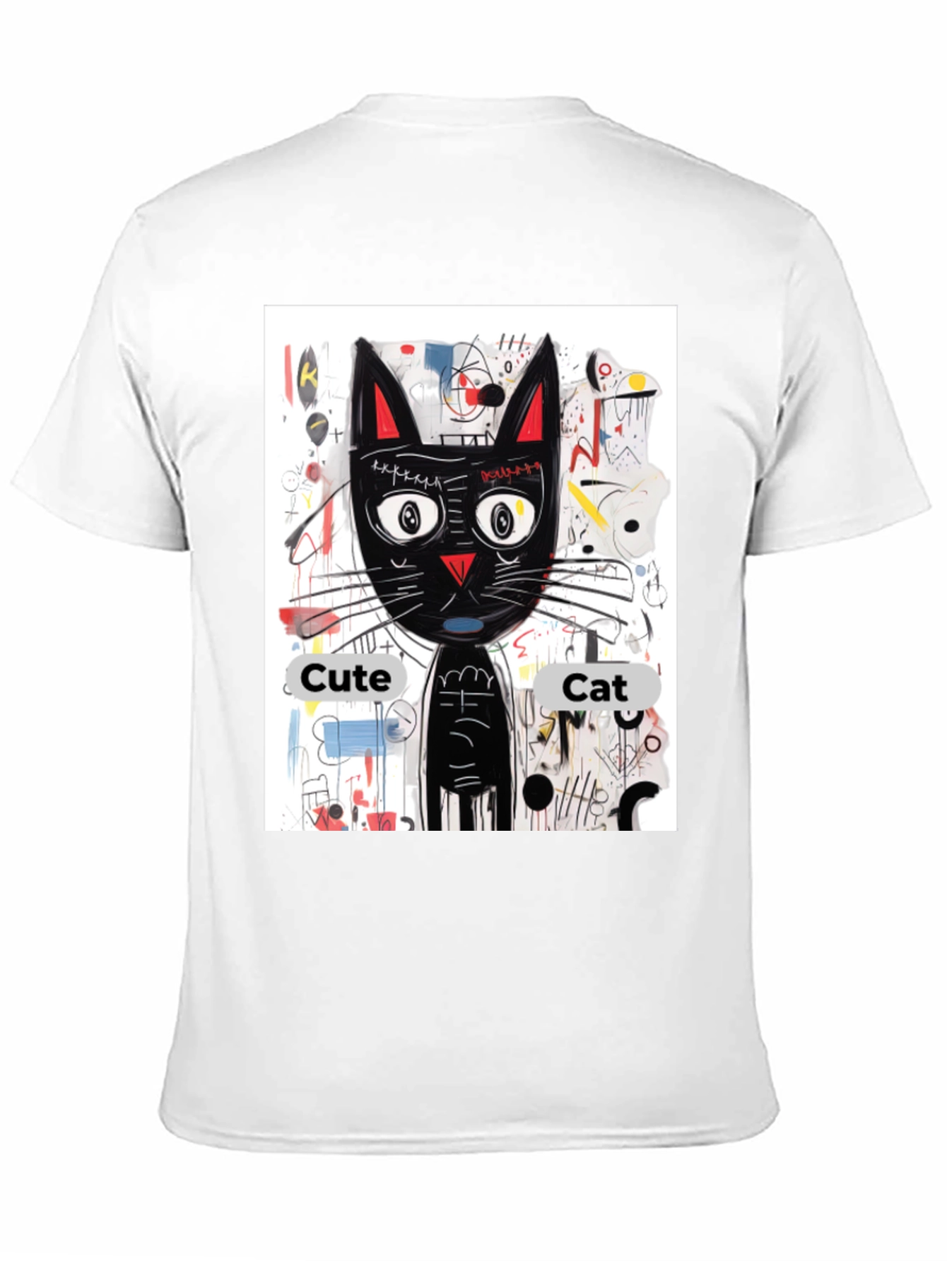 Cool Cat Graphic Tee - Artistic Black Cat Shirt