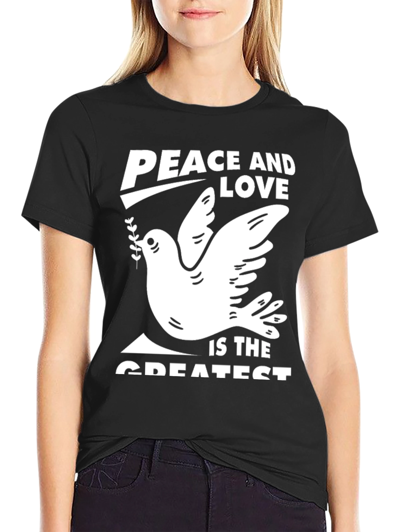 Peace & Love Dove Graphic Tee - Black T-Shirt