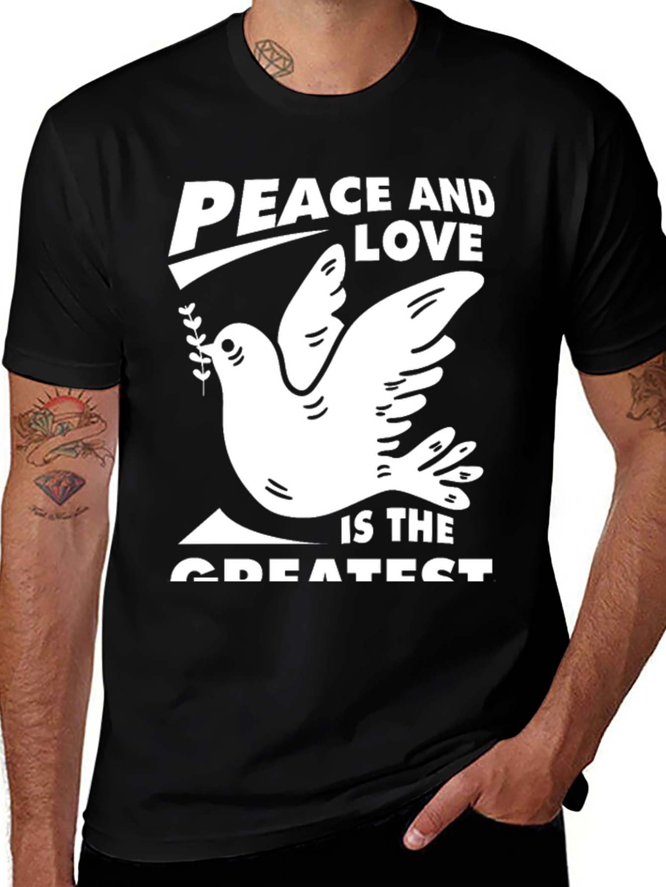 Peace & Love Dove Graphic Tee - Black T-Shirt