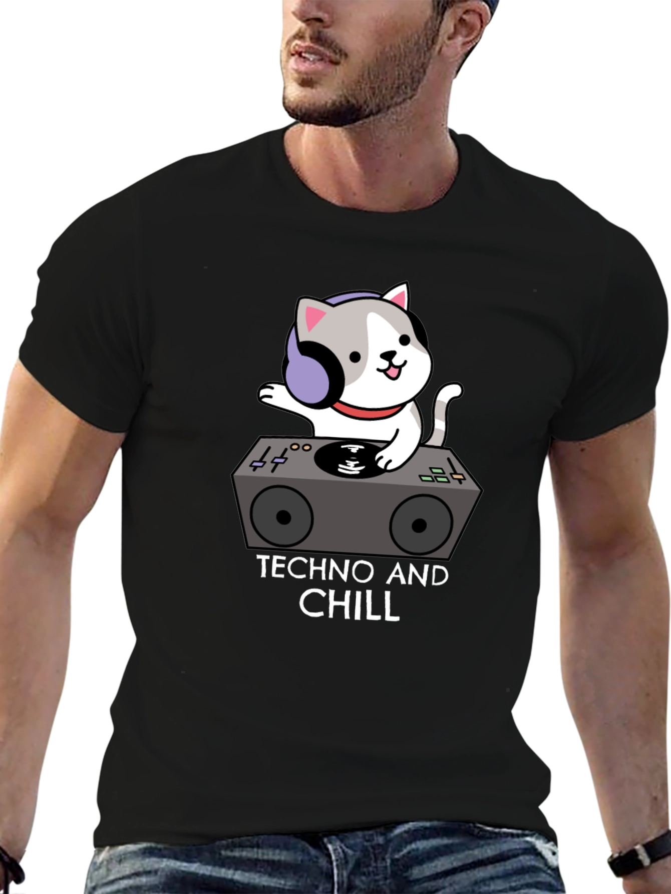 Techno Cat T-Shirt - DJ Kitten Graphic Tee