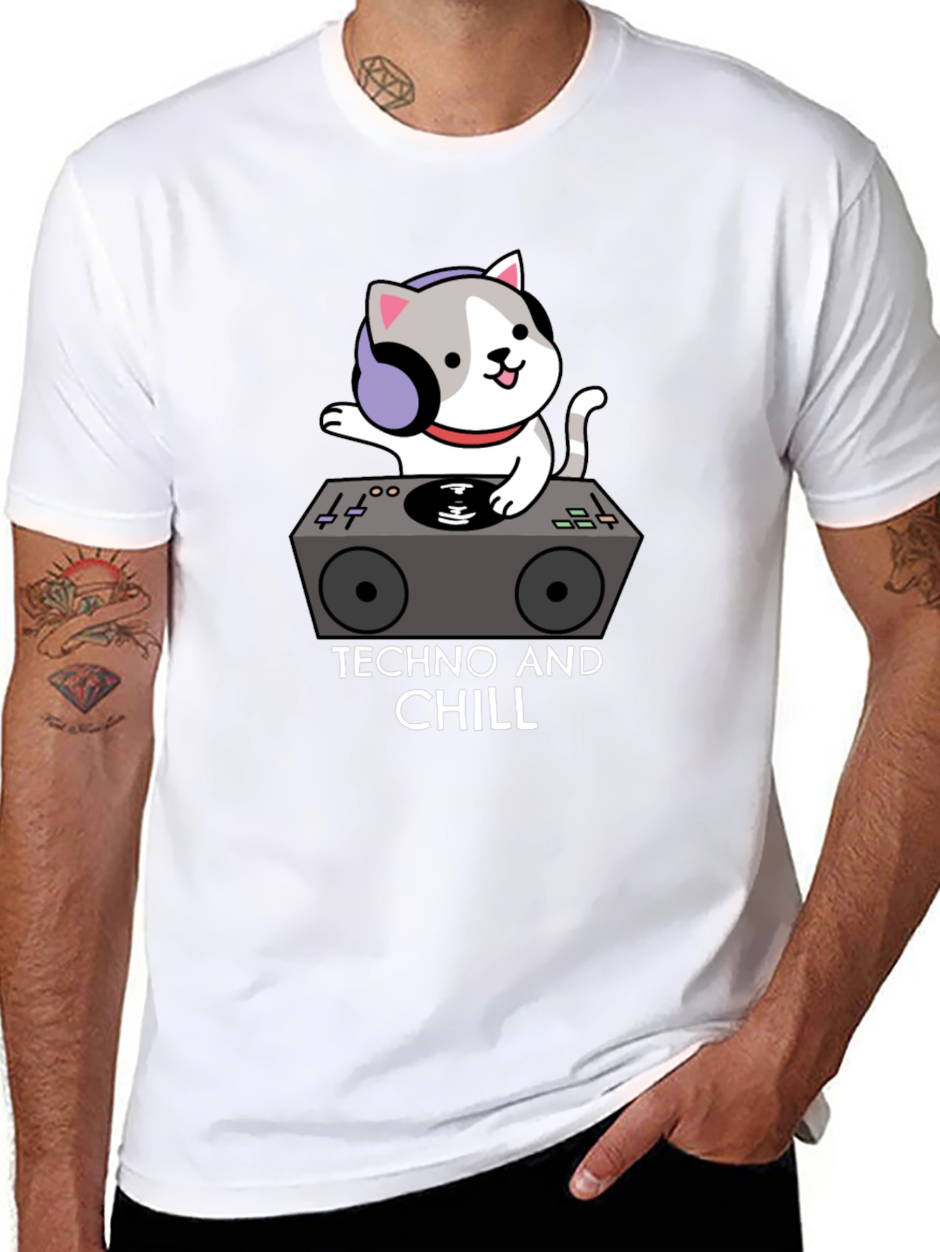 Techno Cat T-Shirt - DJ Kitten Graphic Tee