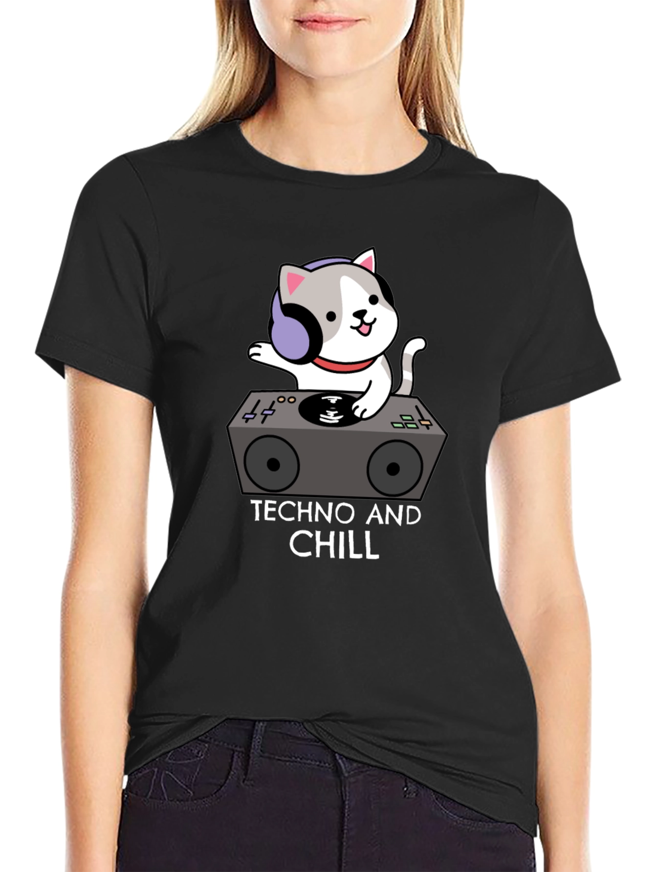 Techno Cat T-Shirt - DJ Kitten Graphic Tee