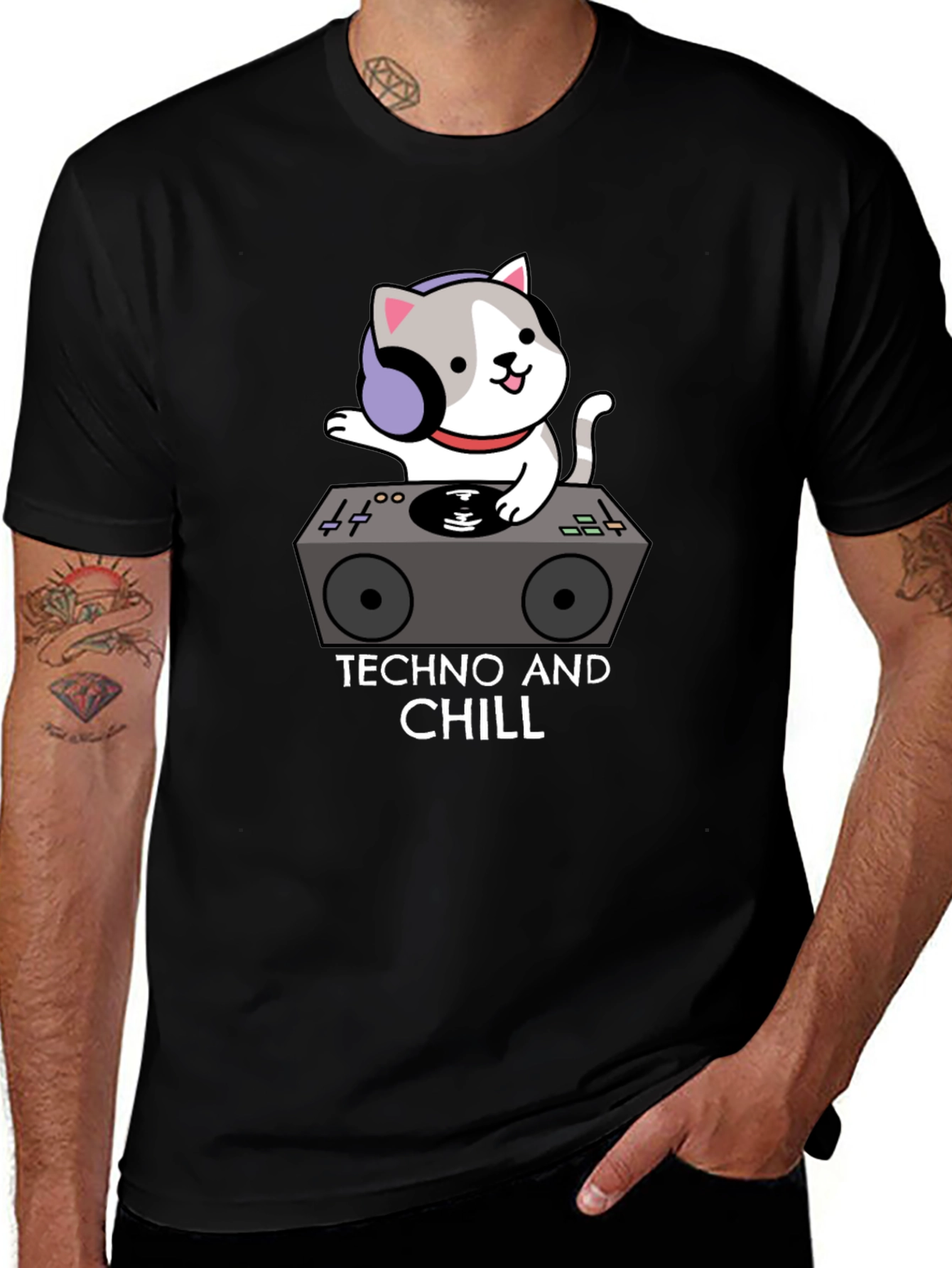 Techno Cat T-Shirt - DJ Kitten Graphic Tee
