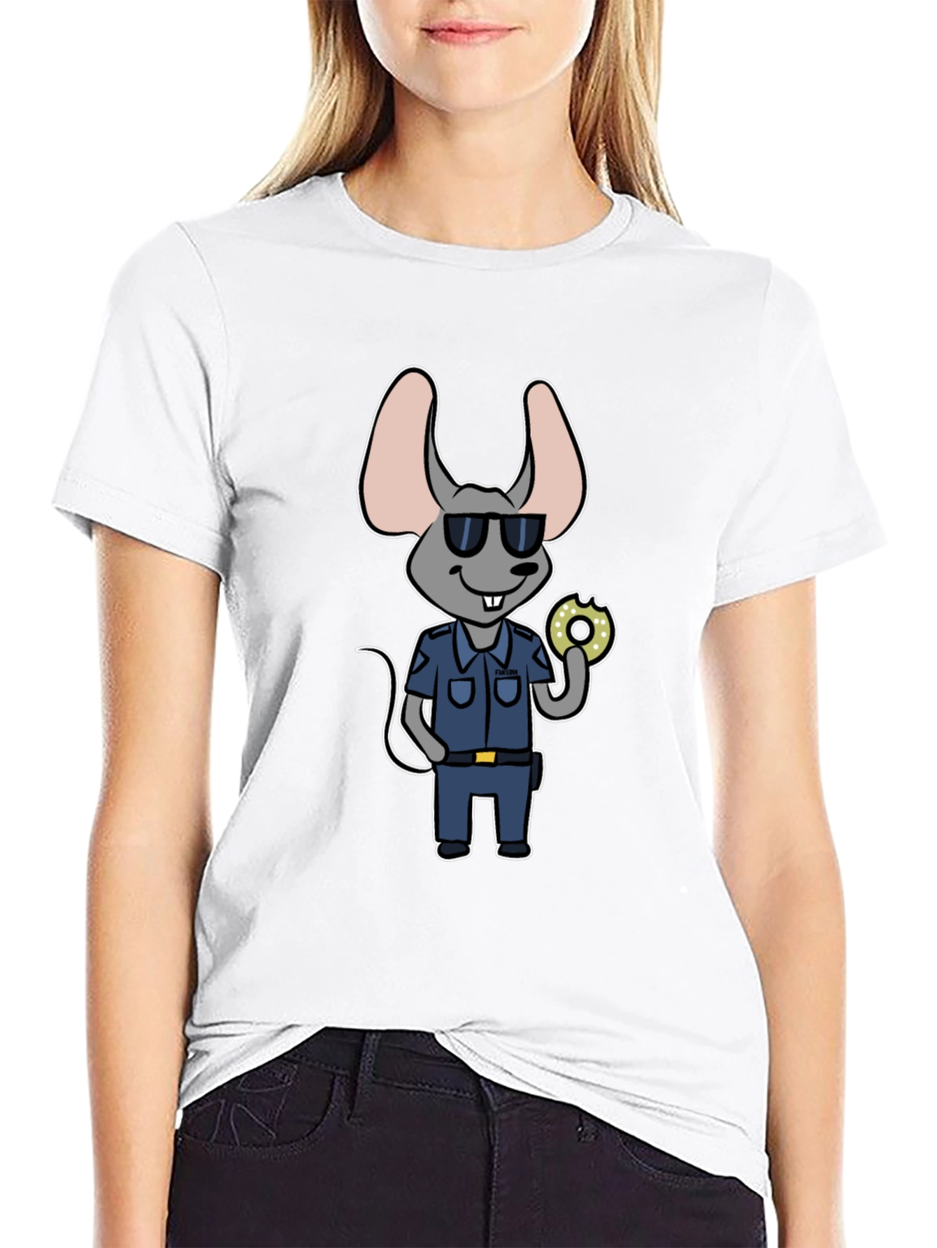 Mouse Cop with Donut T-Shirt