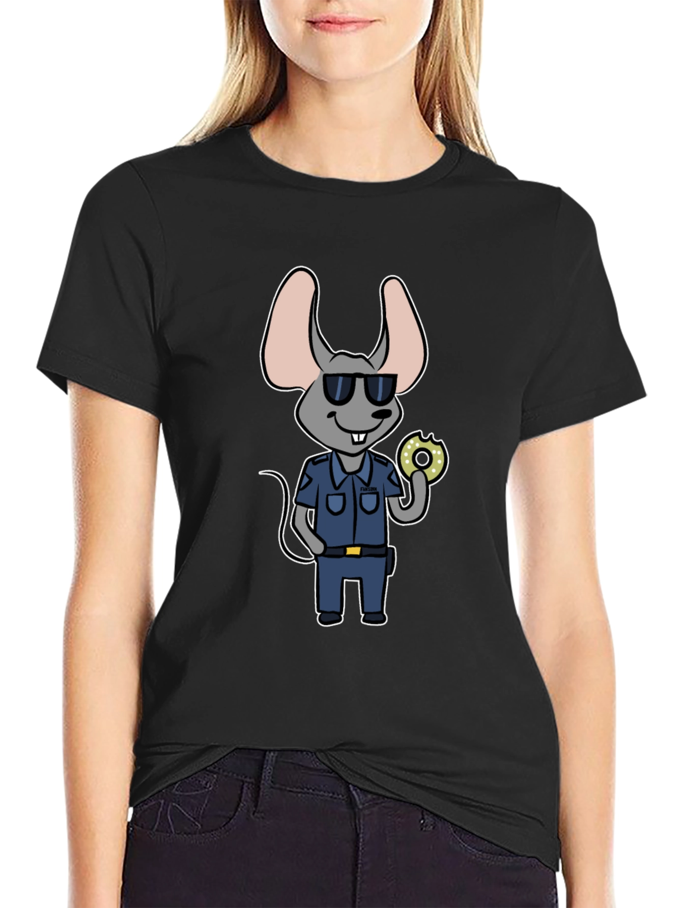 Mouse Cop with Donut T-Shirt