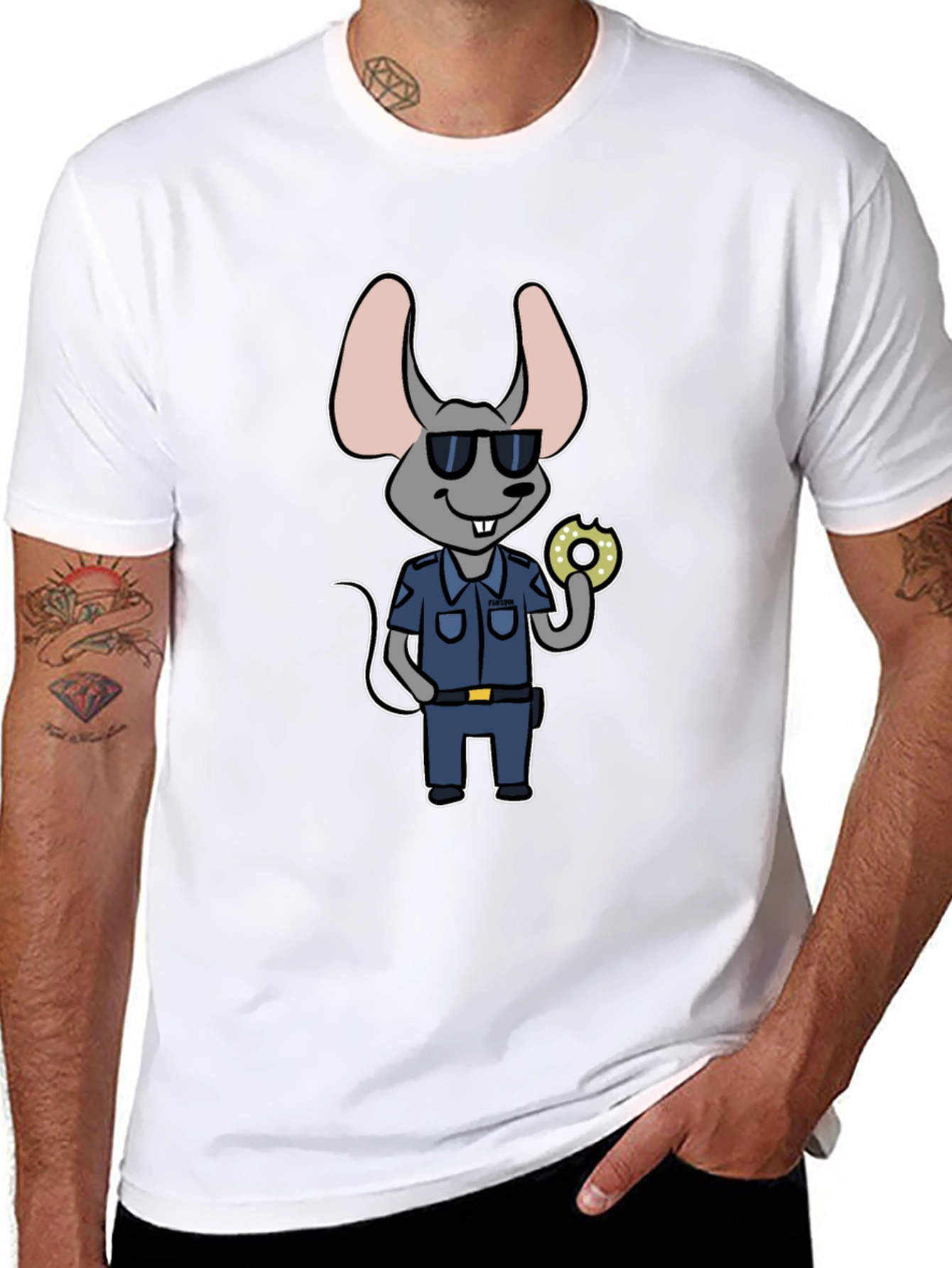 Mouse Cop with Donut T-Shirt
