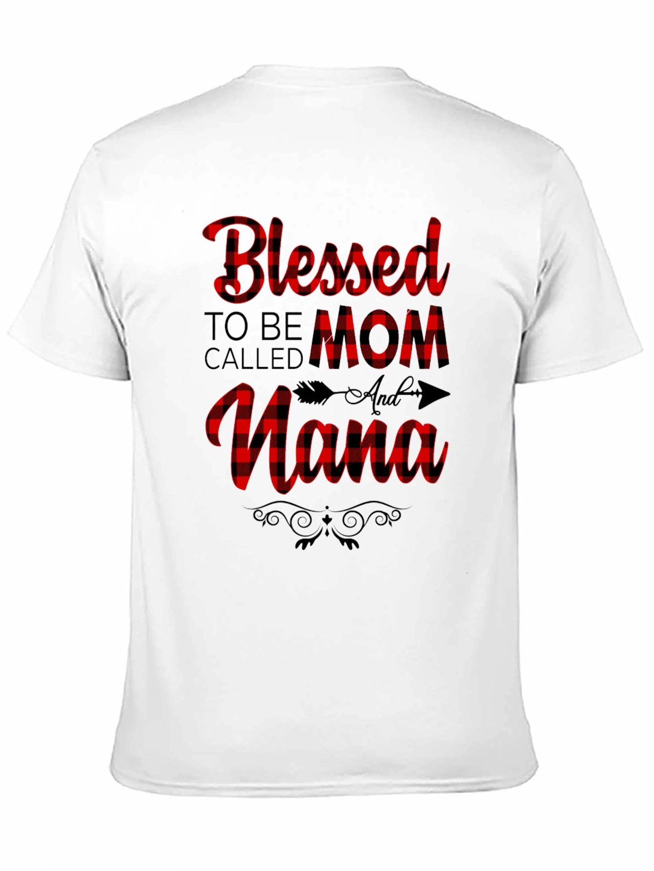 Blessed Mom & Nana Plaid Graphic Tee - Black