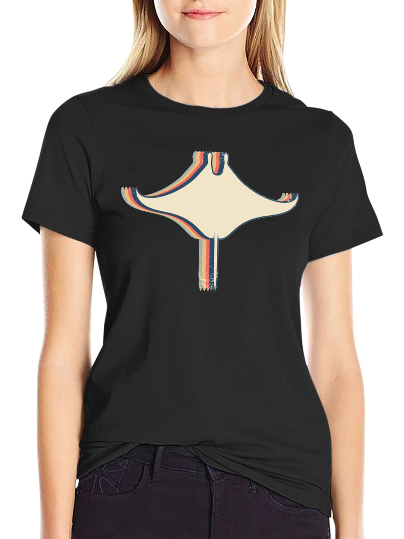 Retro Stingray Graphic Black T-Shirt