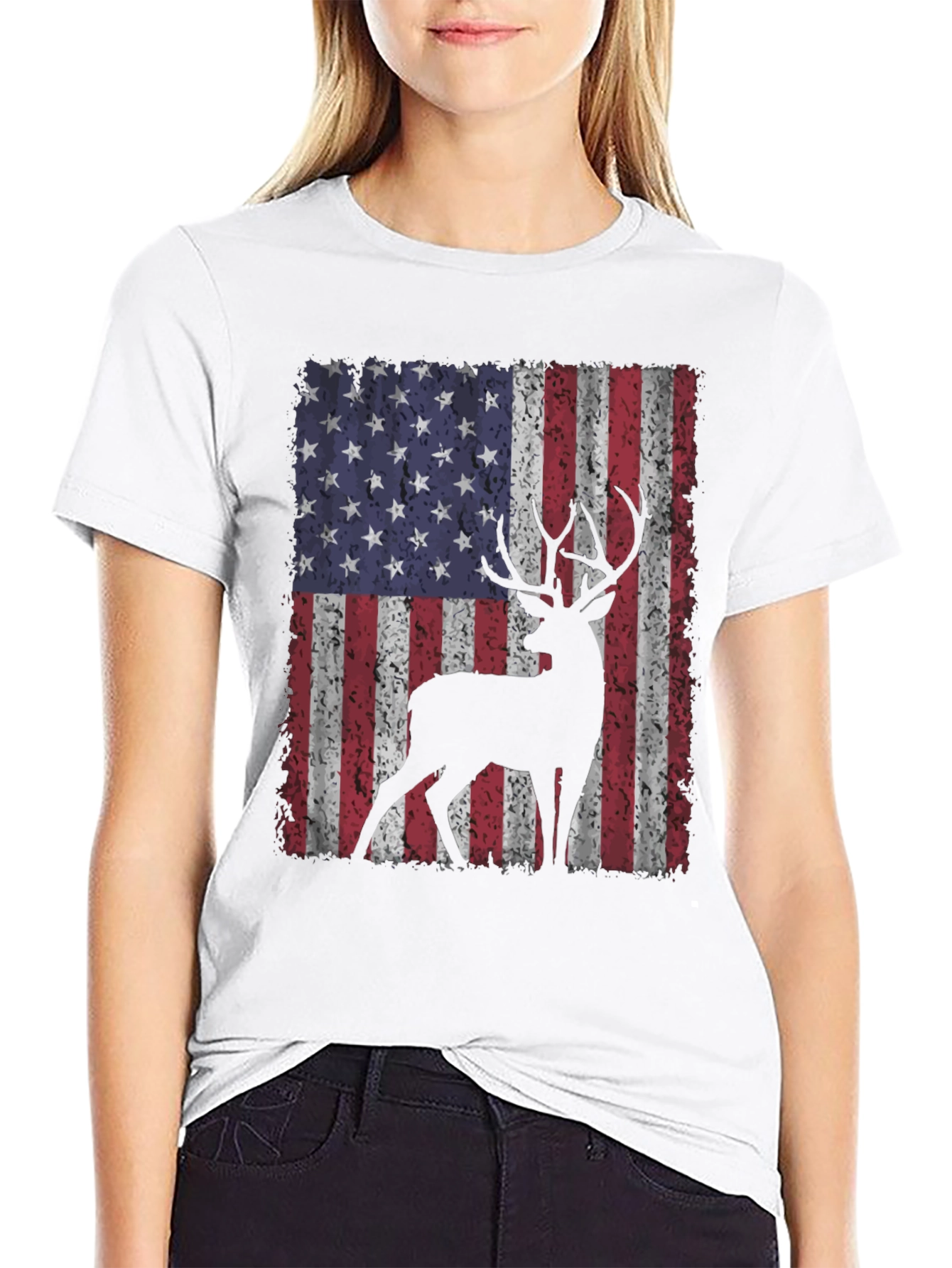 American Flag Deer Graphic Tee