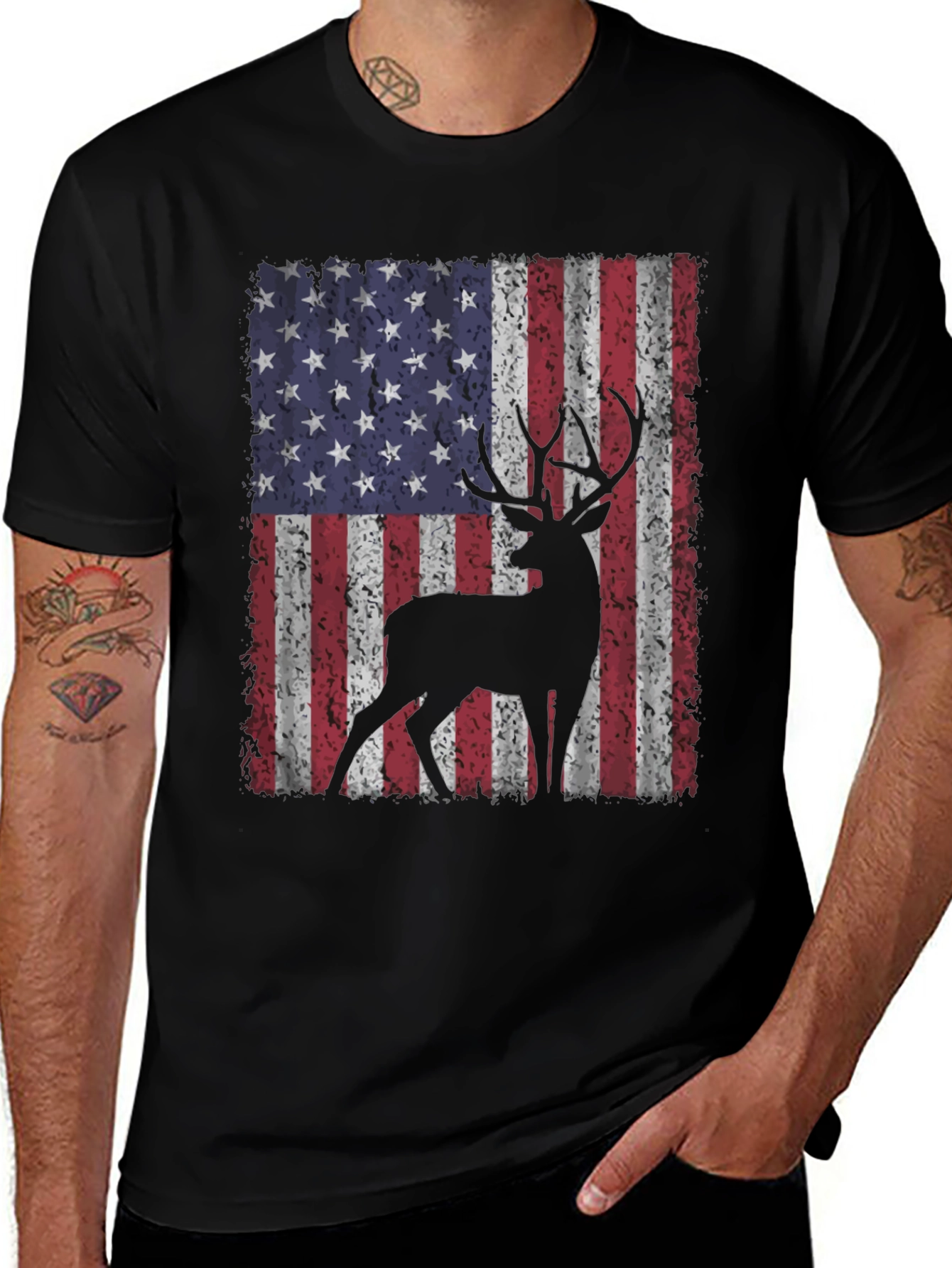 American Flag Deer Graphic Tee