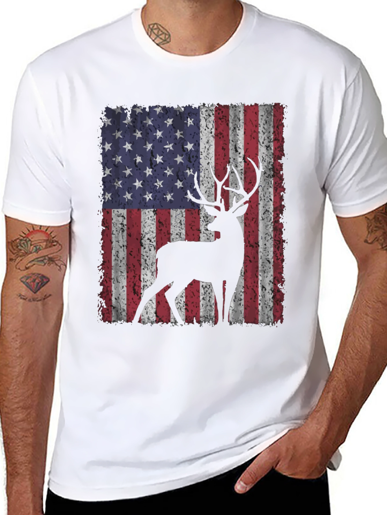 American Flag Deer Graphic Tee