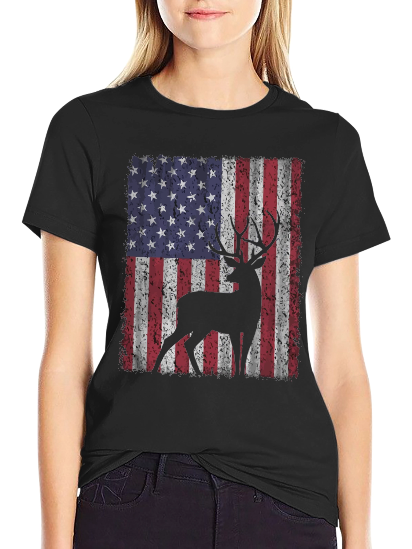 American Flag Deer Graphic Tee