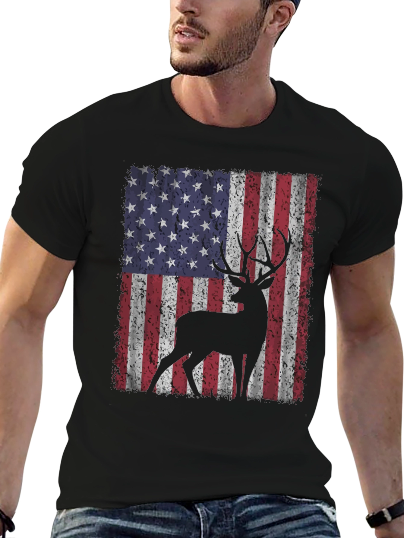 American Flag Deer Graphic Tee