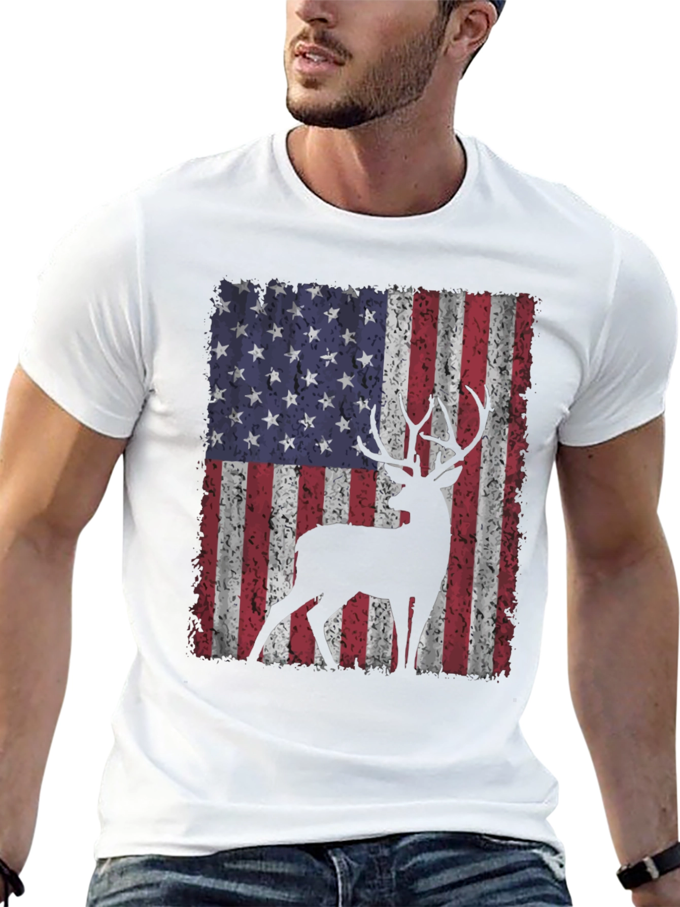 American Flag Deer Graphic Tee