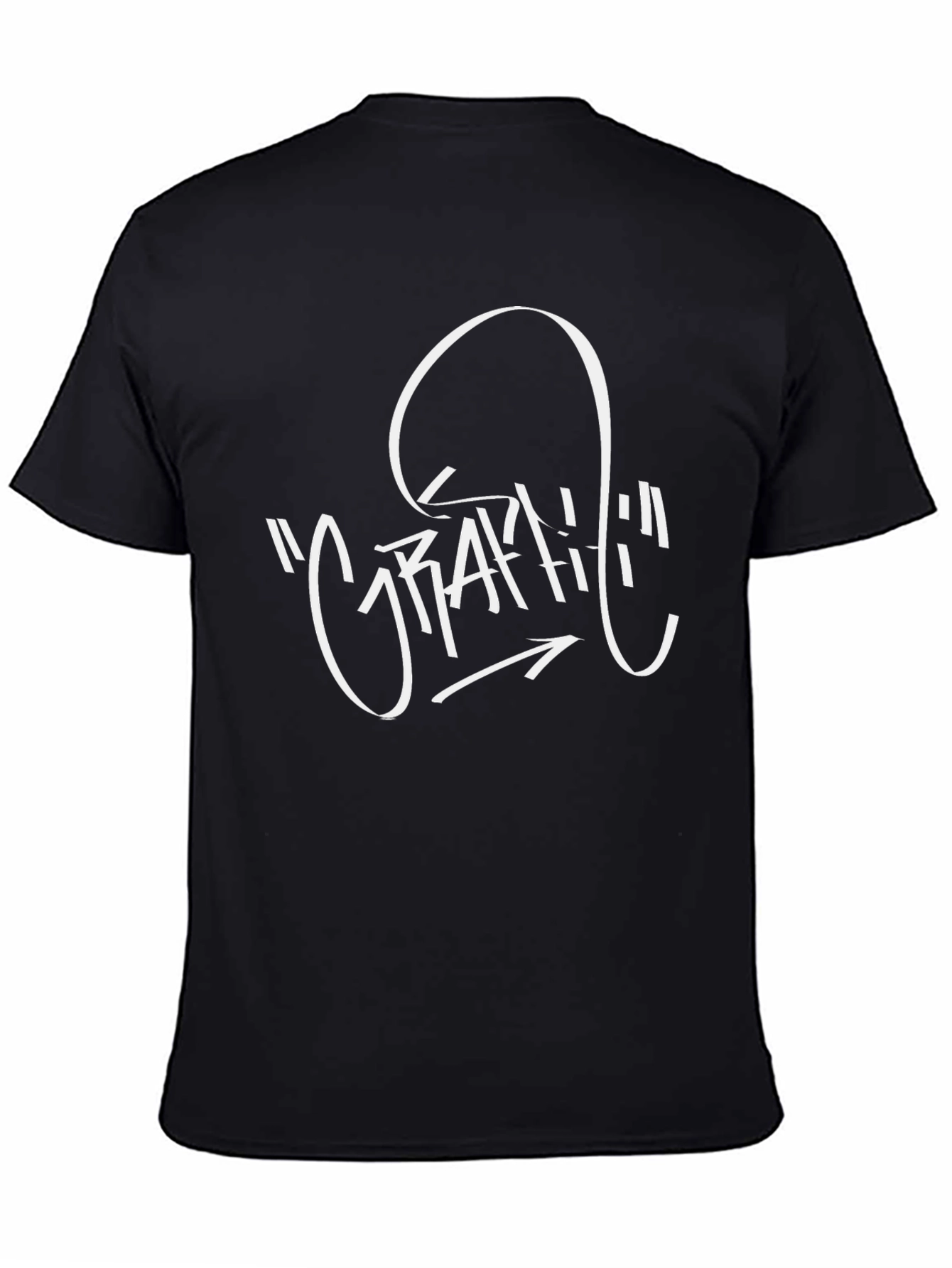Graffiti Style Tee - Black Cotton Blend Shirt