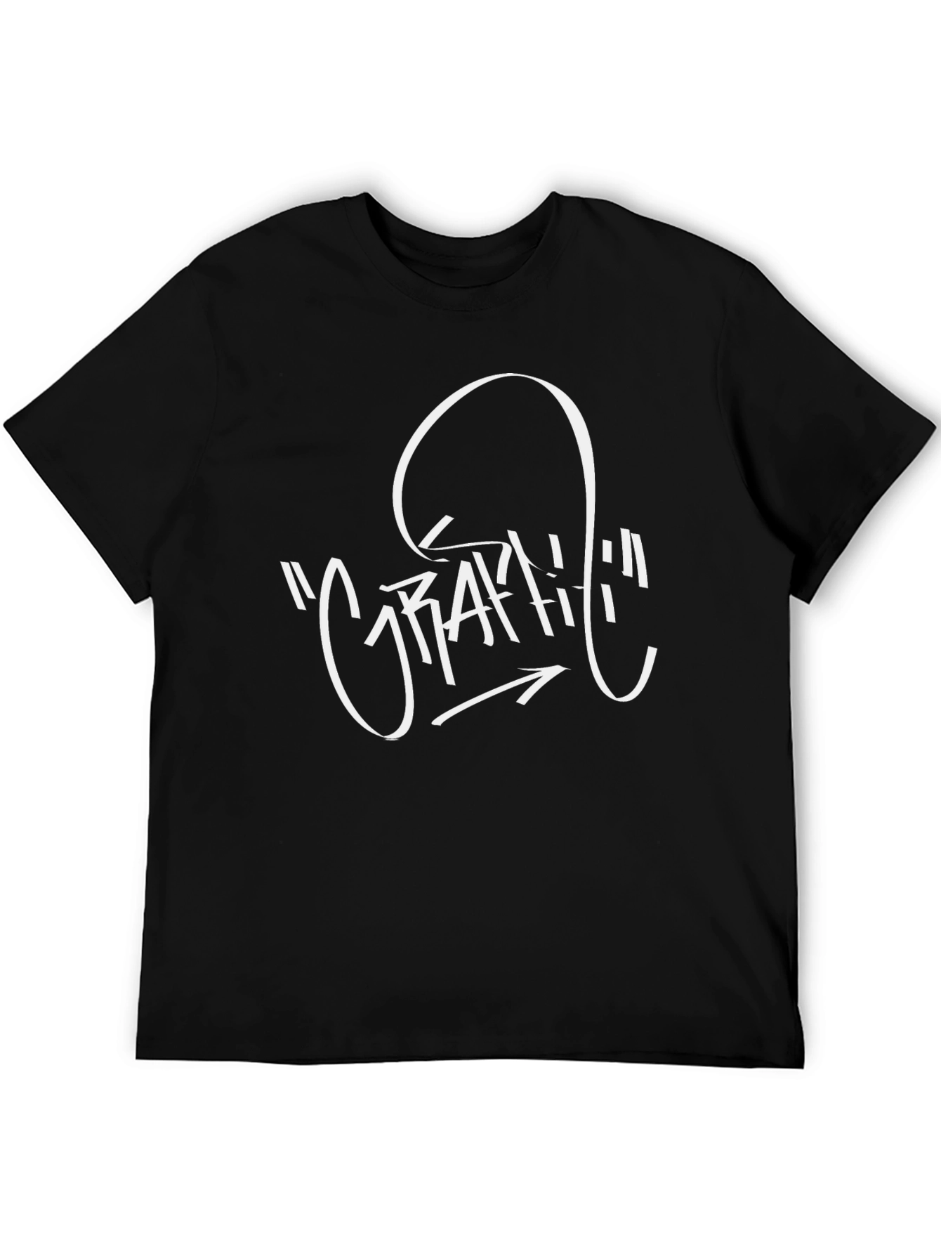 Graffiti Style Tee - Black Cotton Blend Shirt
