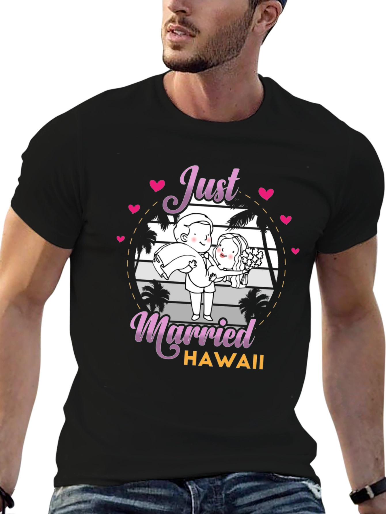 Just Married Hawaii Graphic T-Shirt