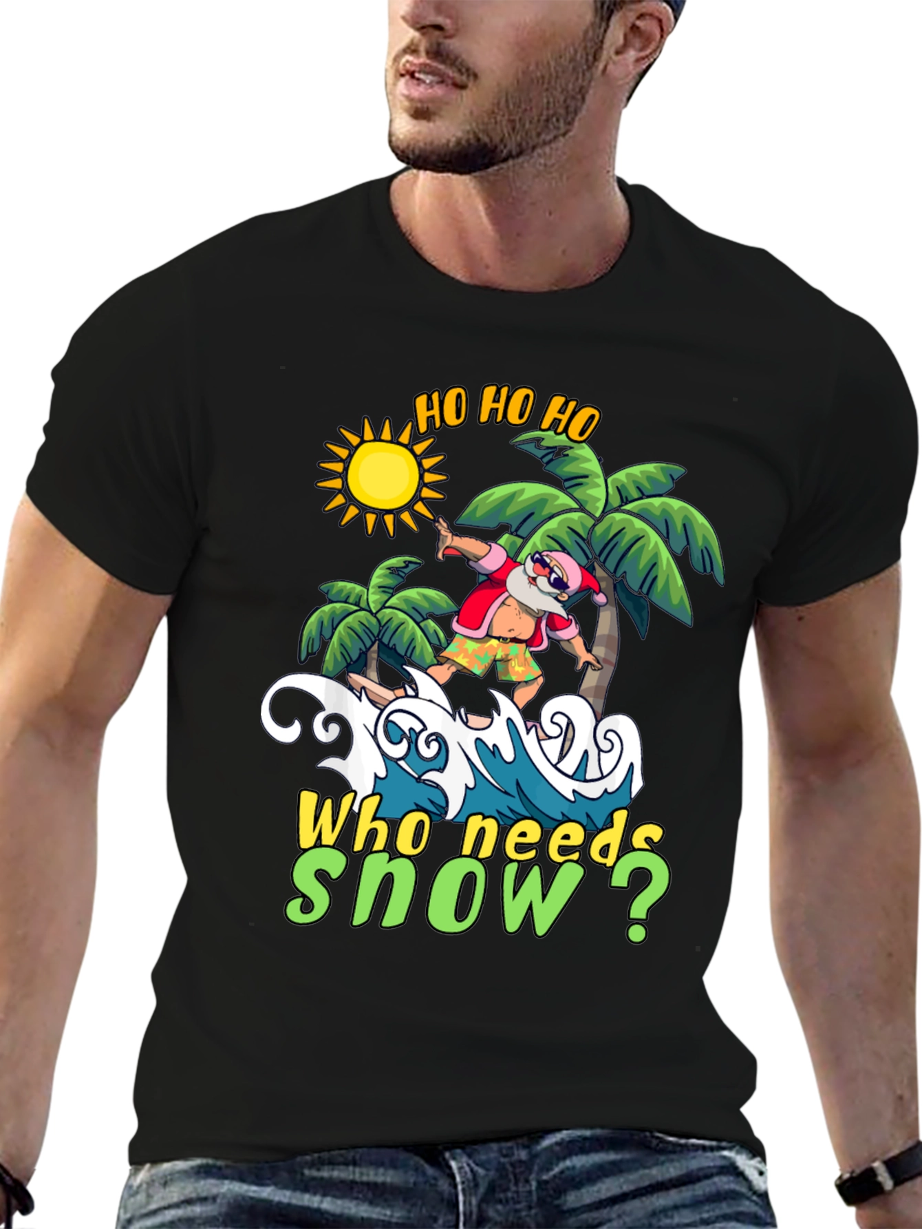 Surfing Santa T-Shirt - Who Needs Snow?