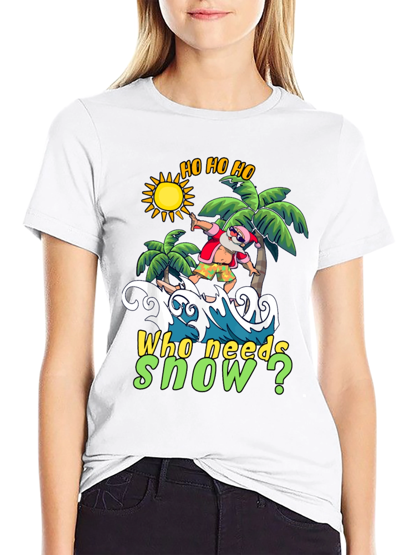 Surfing Santa T-Shirt - Who Needs Snow?