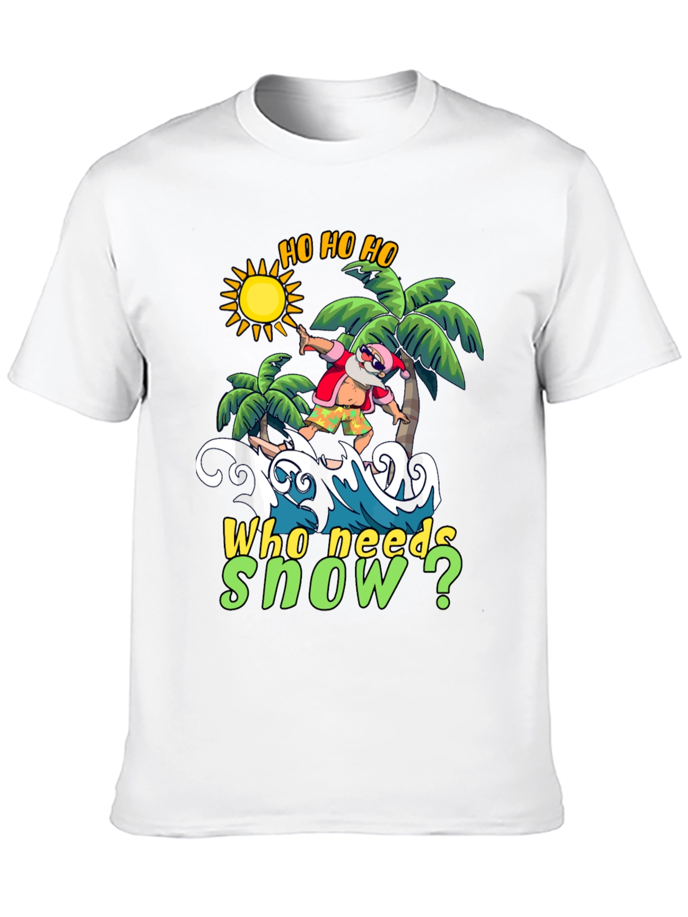 Surfing Santa T-Shirt - Who Needs Snow?