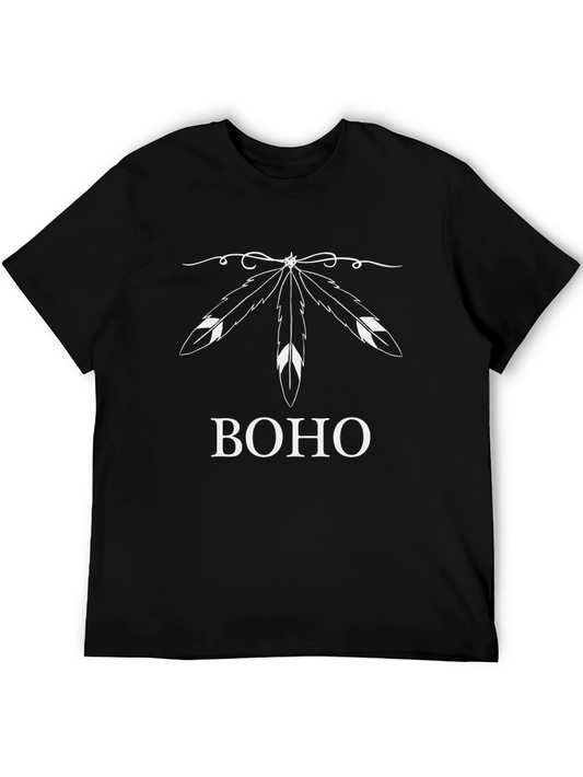 Boho Feather Graphic T-Shirt - Stylish Casual Wear