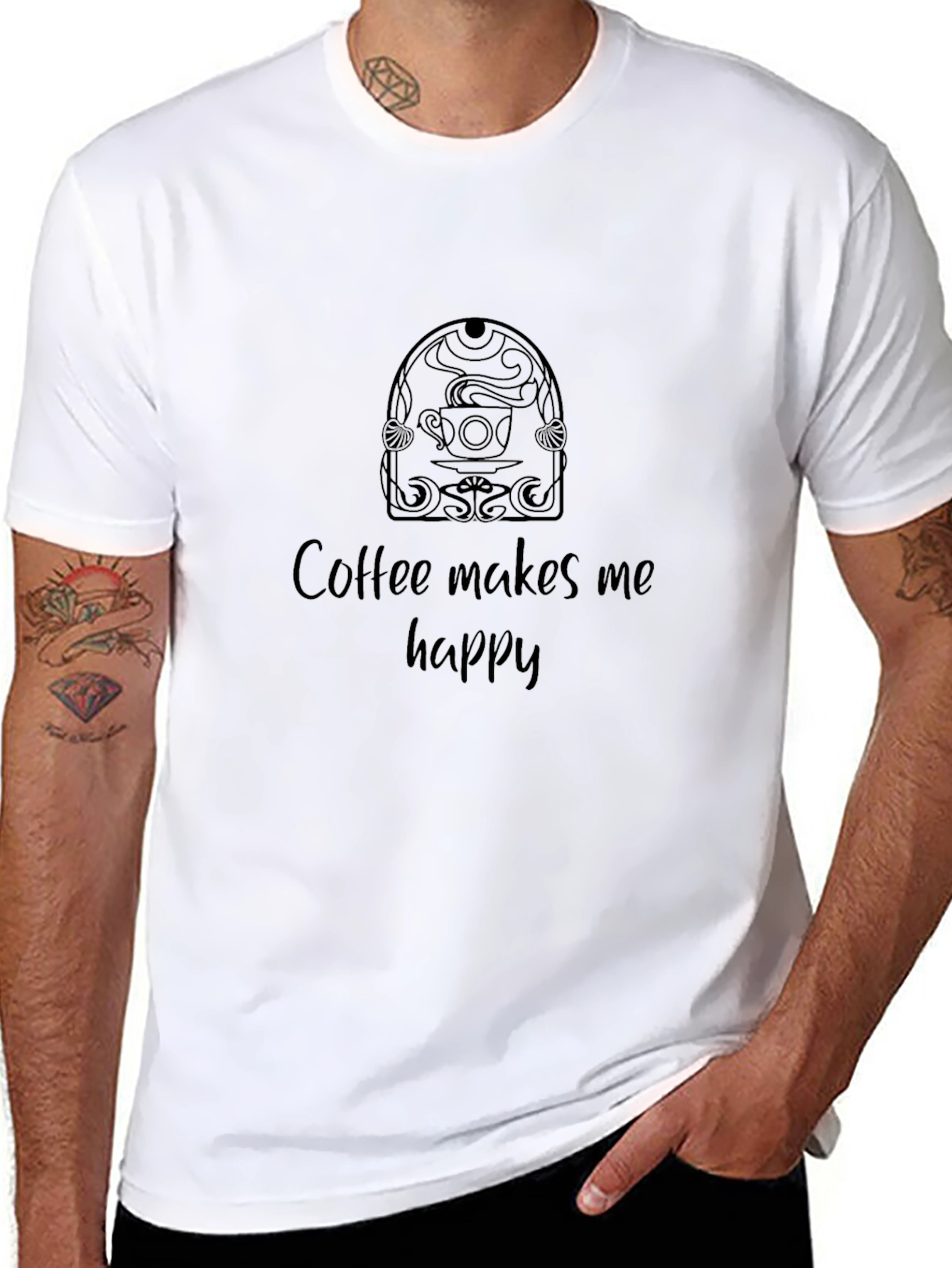 Coffee Makes Me Happy Black T-Shirt