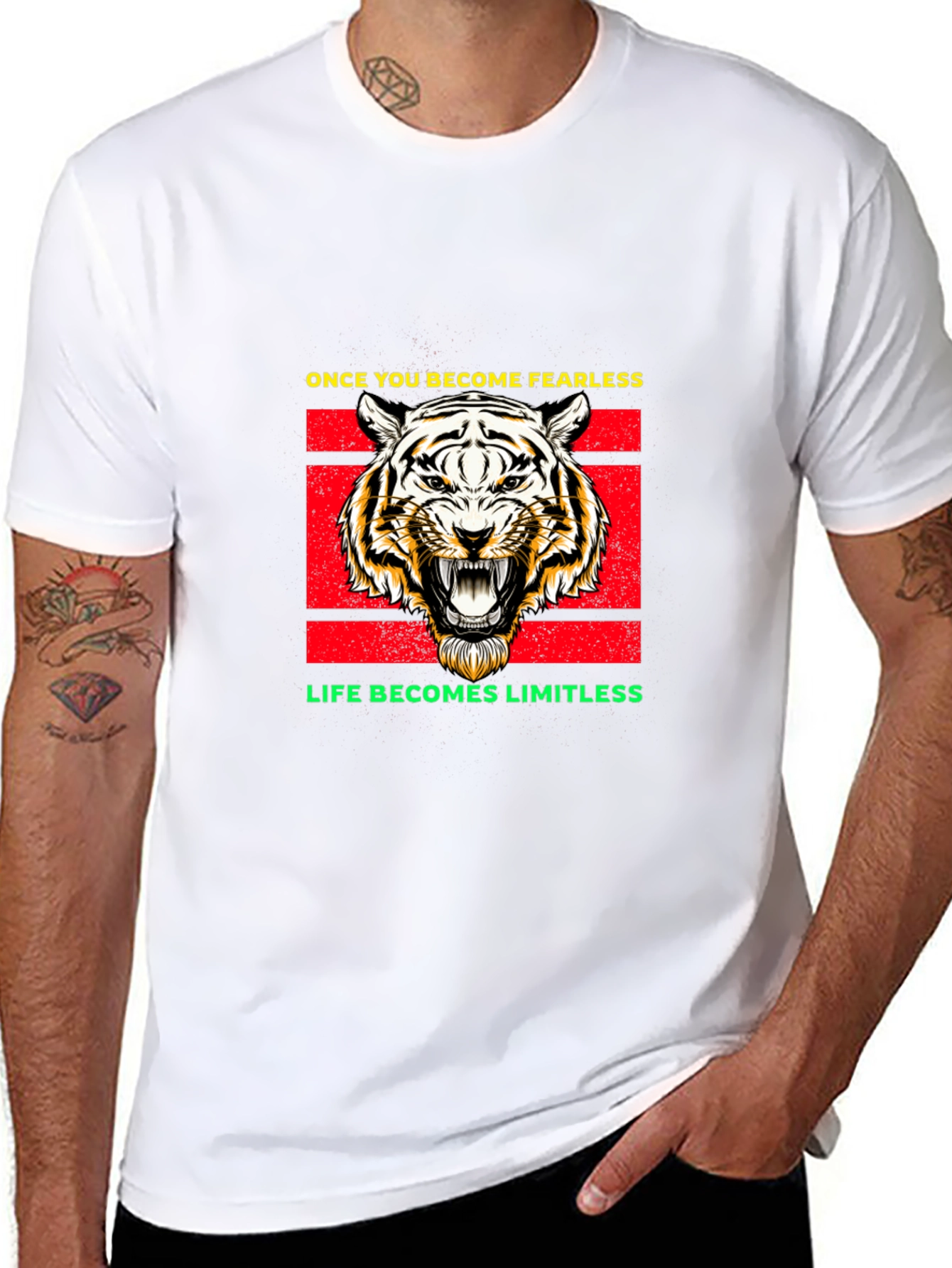 Fearless Tiger Graphic Tee - Black Cotton Blend