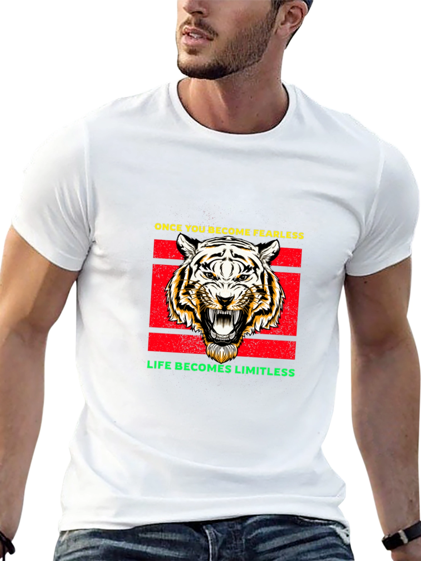 Fearless Tiger Graphic Tee - Black Cotton Blend