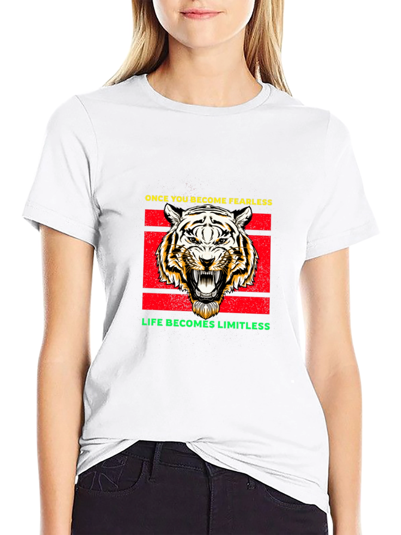 Fearless Tiger Graphic Tee - Black Cotton Blend
