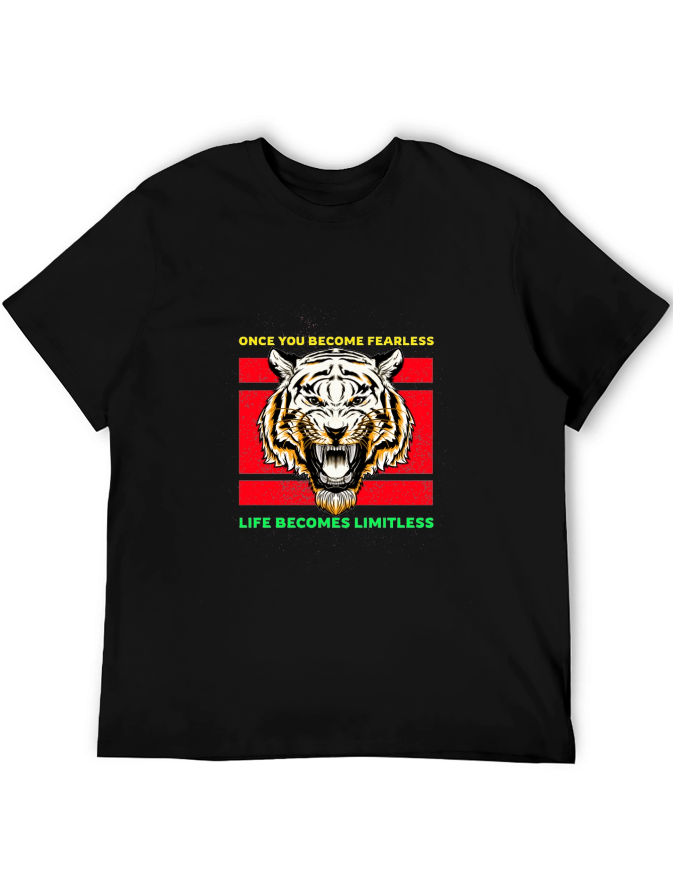Fearless Tiger Graphic Tee - Black Cotton Blend