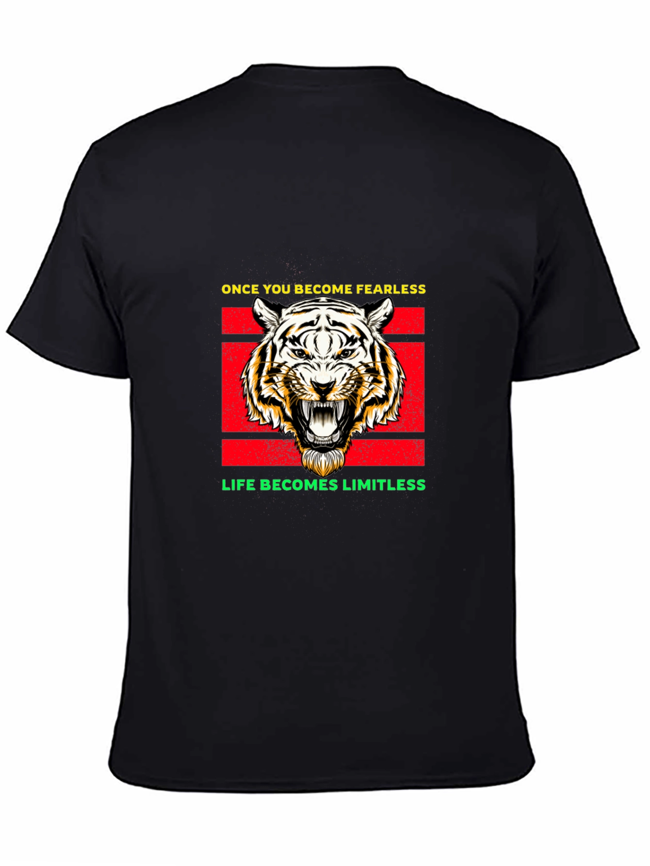 Fearless Tiger Graphic Tee - Black Cotton Blend