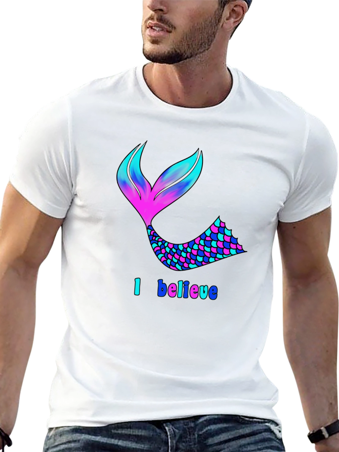 Mermaid Tail I Believe Black T-Shirt