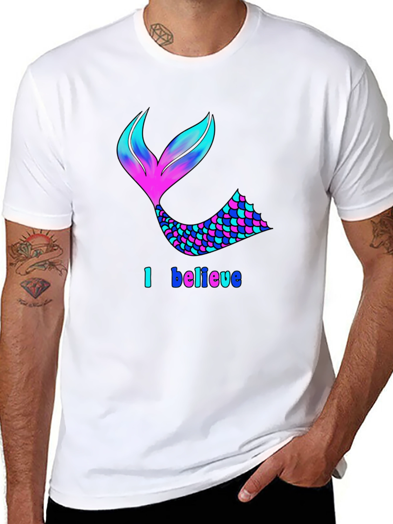 Mermaid Tail I Believe Black T-Shirt